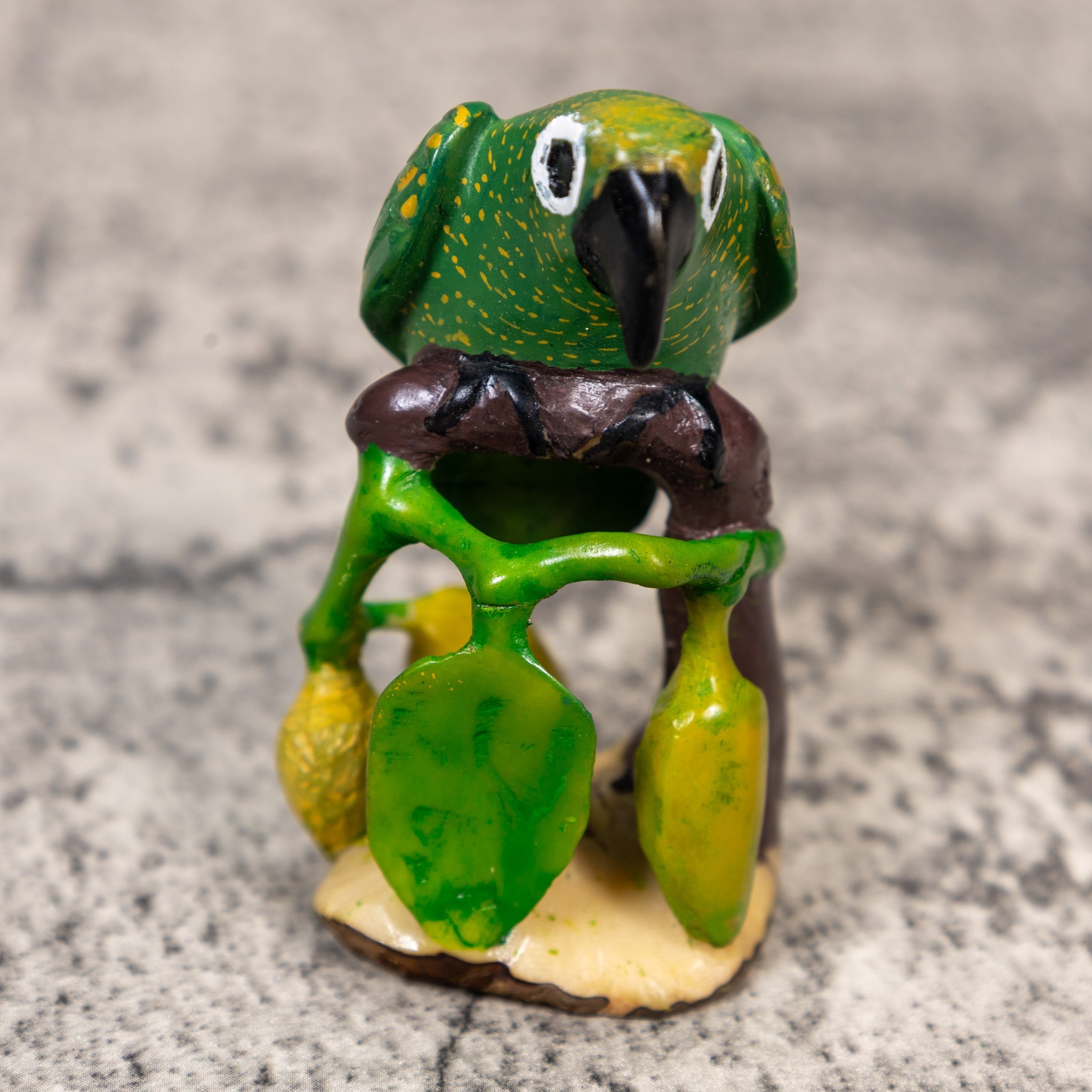 Green And Gold Parrot Bird Tagua Carving