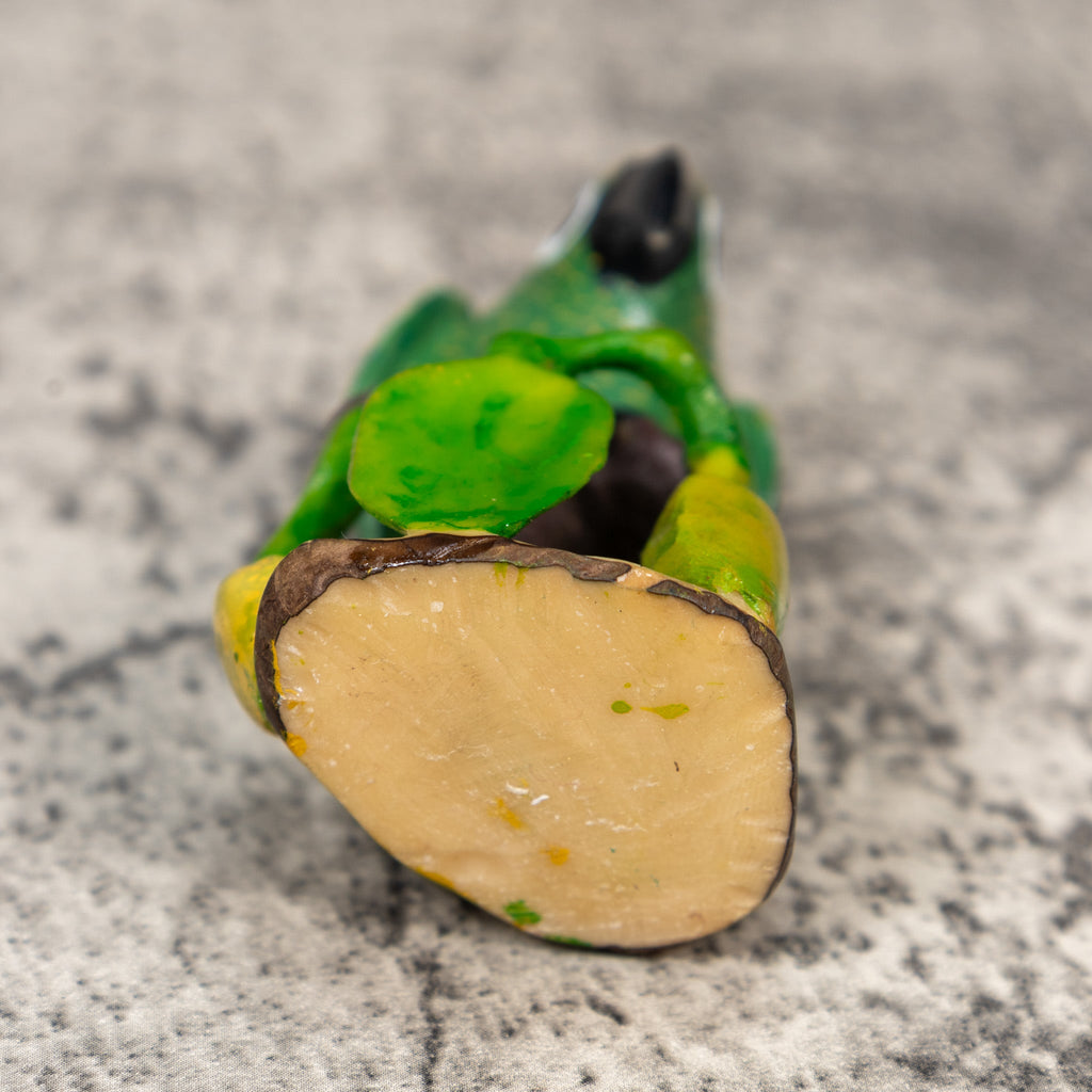 Green And Gold Parrot Bird Tagua Carving