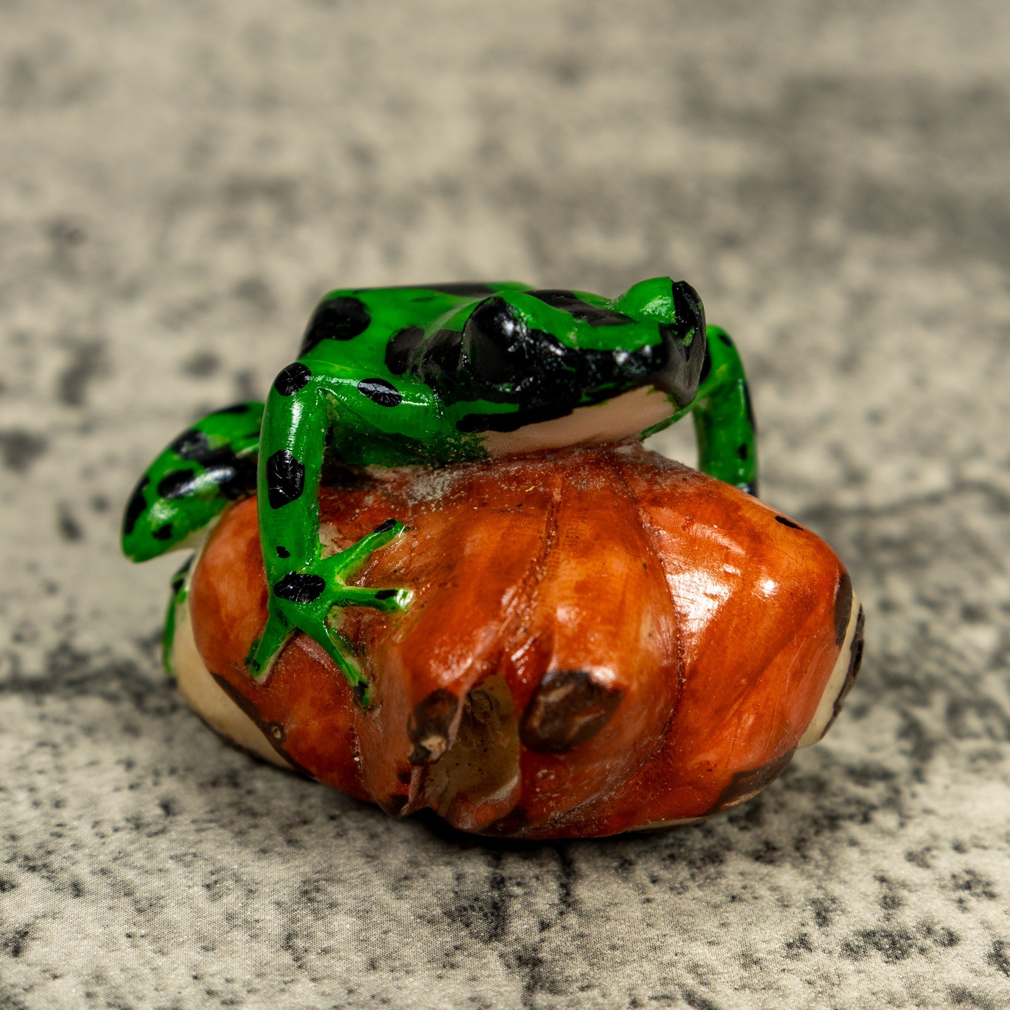 Green And Black Poison Dart Frog Tagua Carving