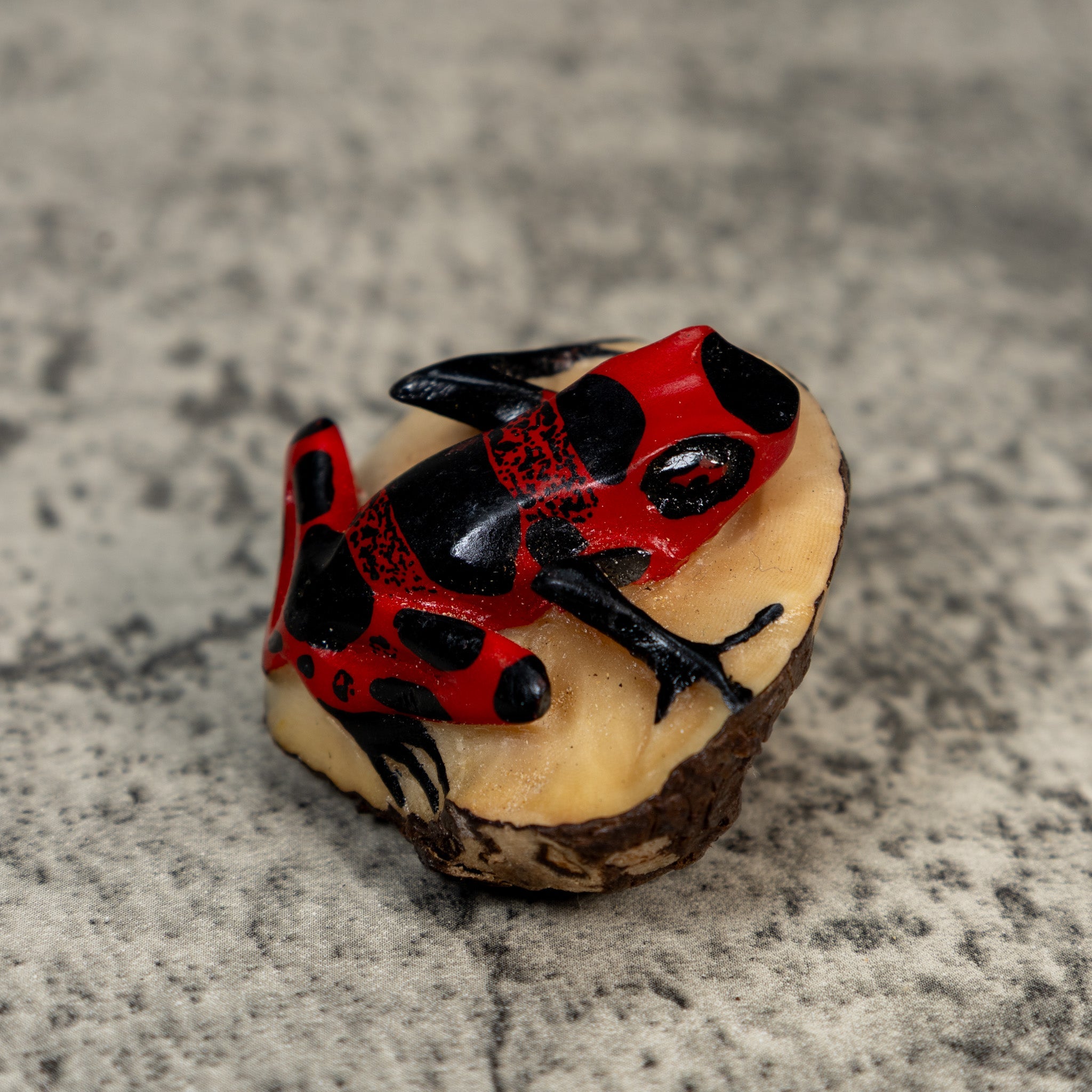 Red And Black Poison Dart Frog Tagua Carving