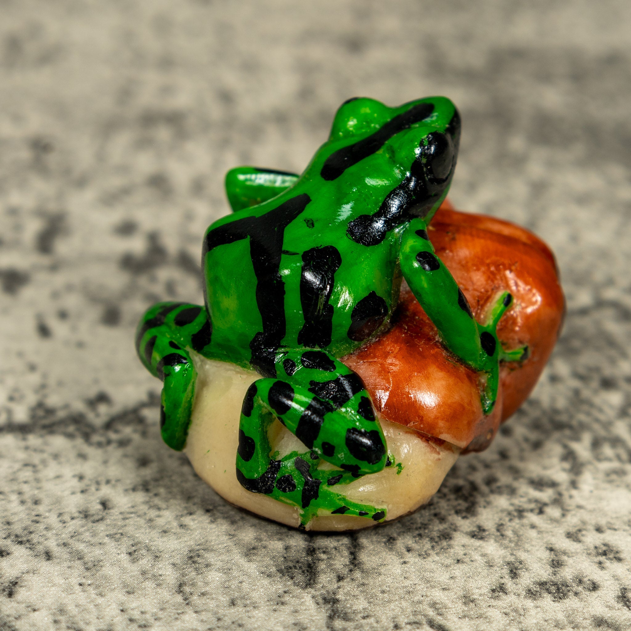 Green And Black Poison Dart Frog Tagua Carving