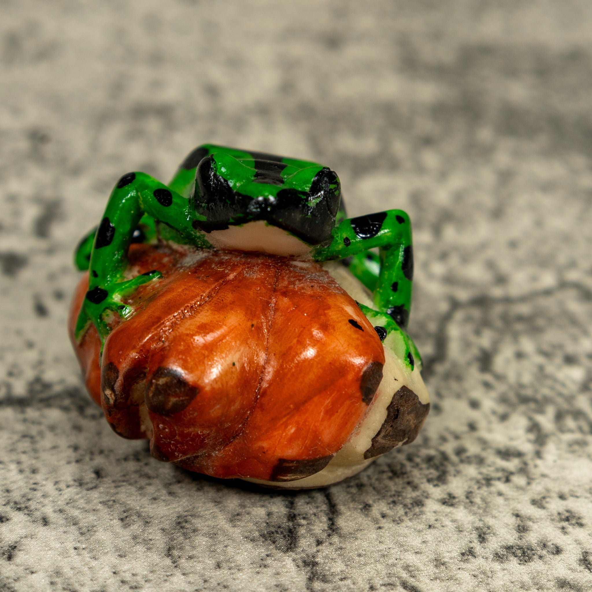 Green And Black Poison Dart Frog Tagua Carving