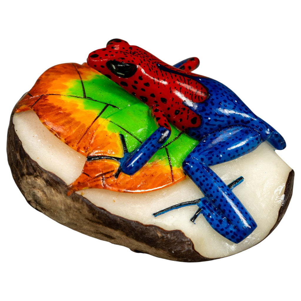 Red And Blue Poison Dart Frog Tagua Carving