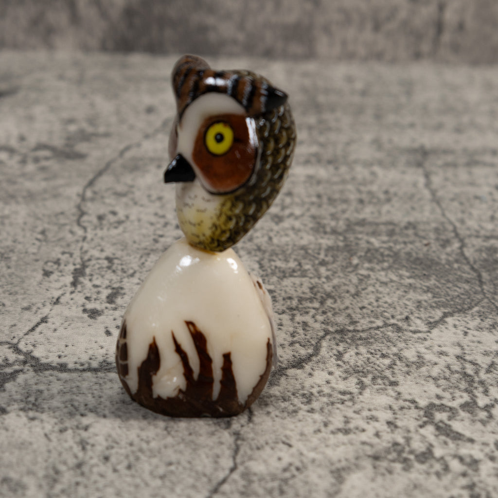 Owl Bird On Pedestal Tagua Carving