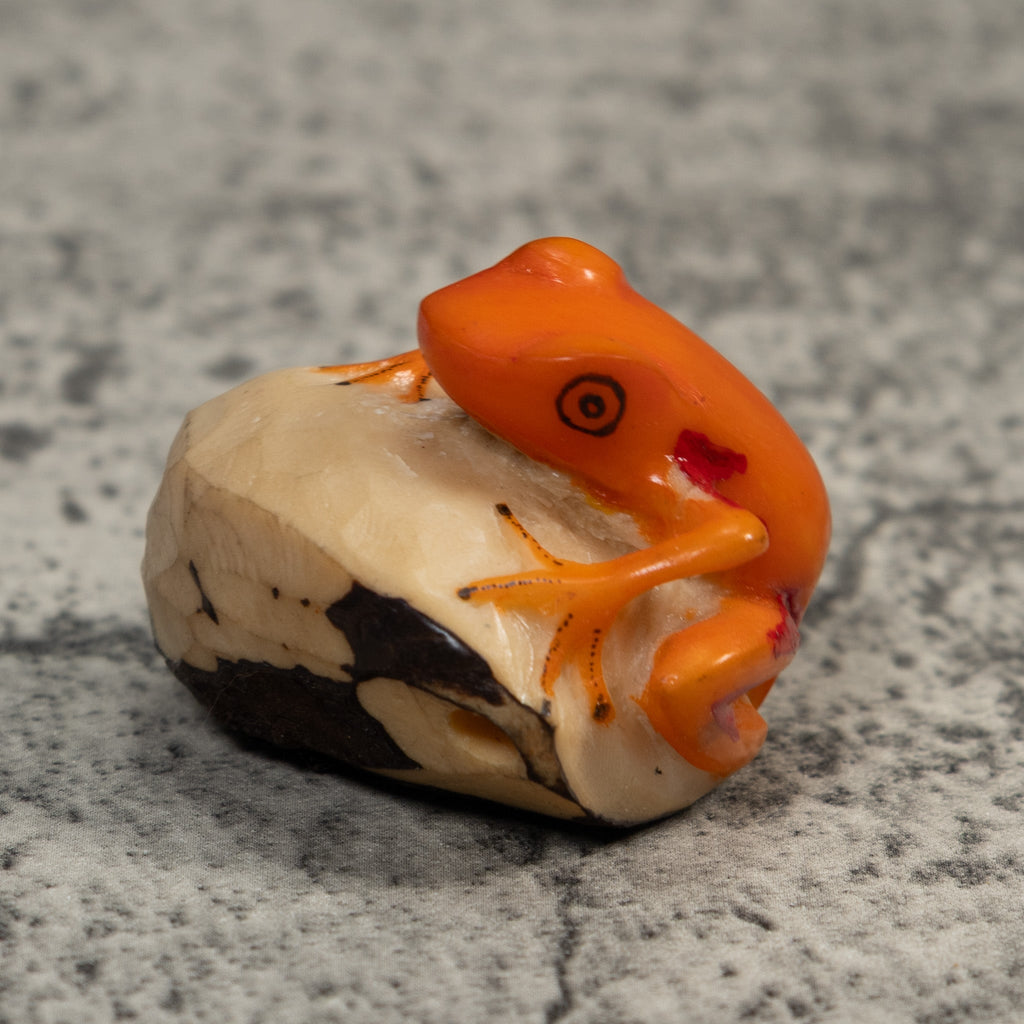 Orange Poison Dart Frog Tagua Carving