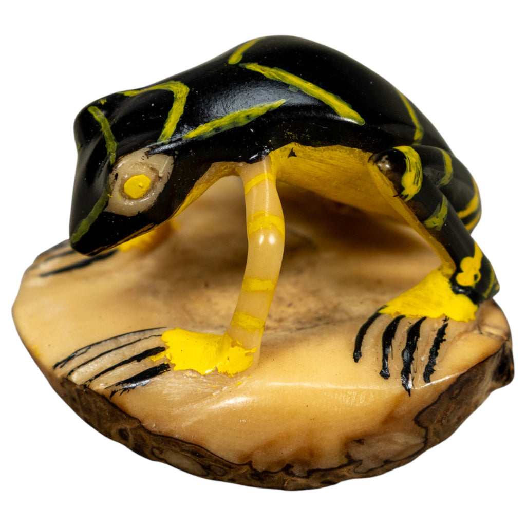 Vintage Black And Yellow Poison Dart Frog Tagua Carving