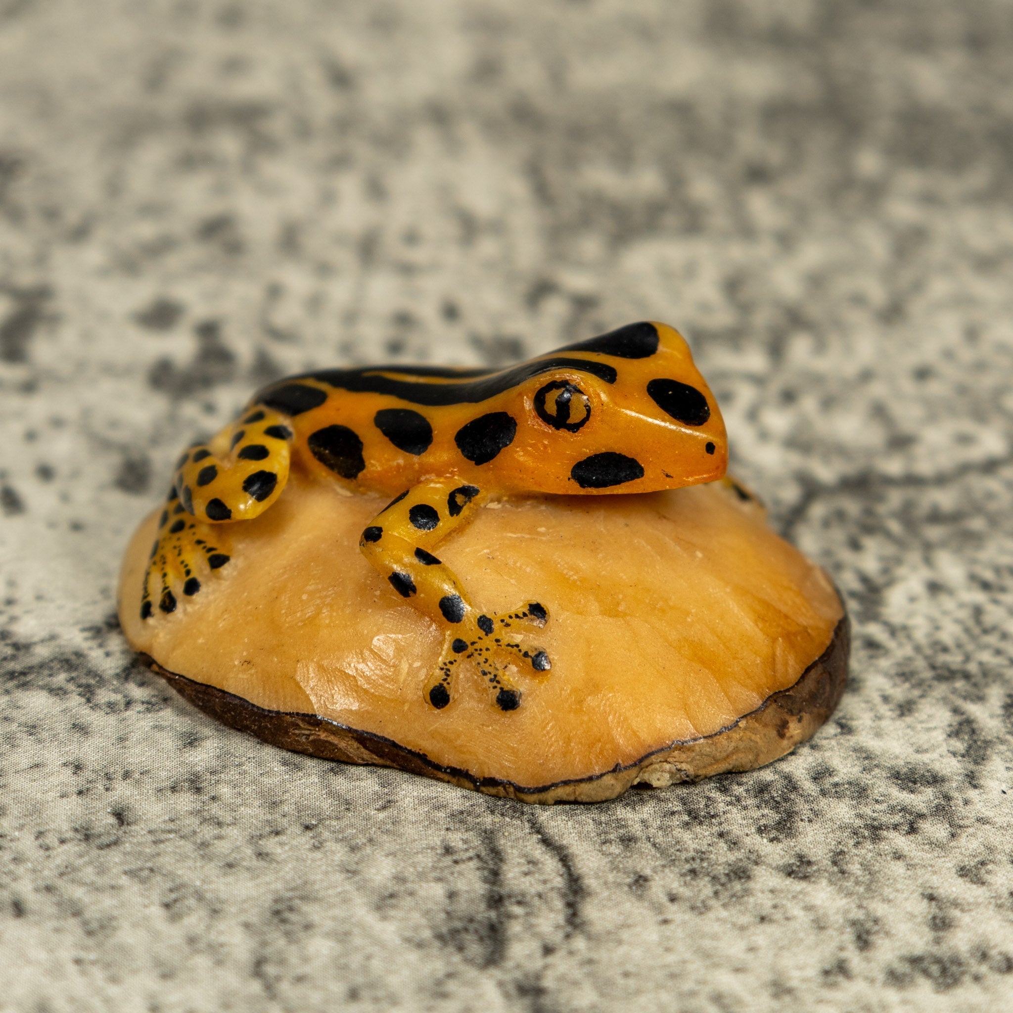 Vintage Black And Gold Poison Dart Frog Tagua Carving