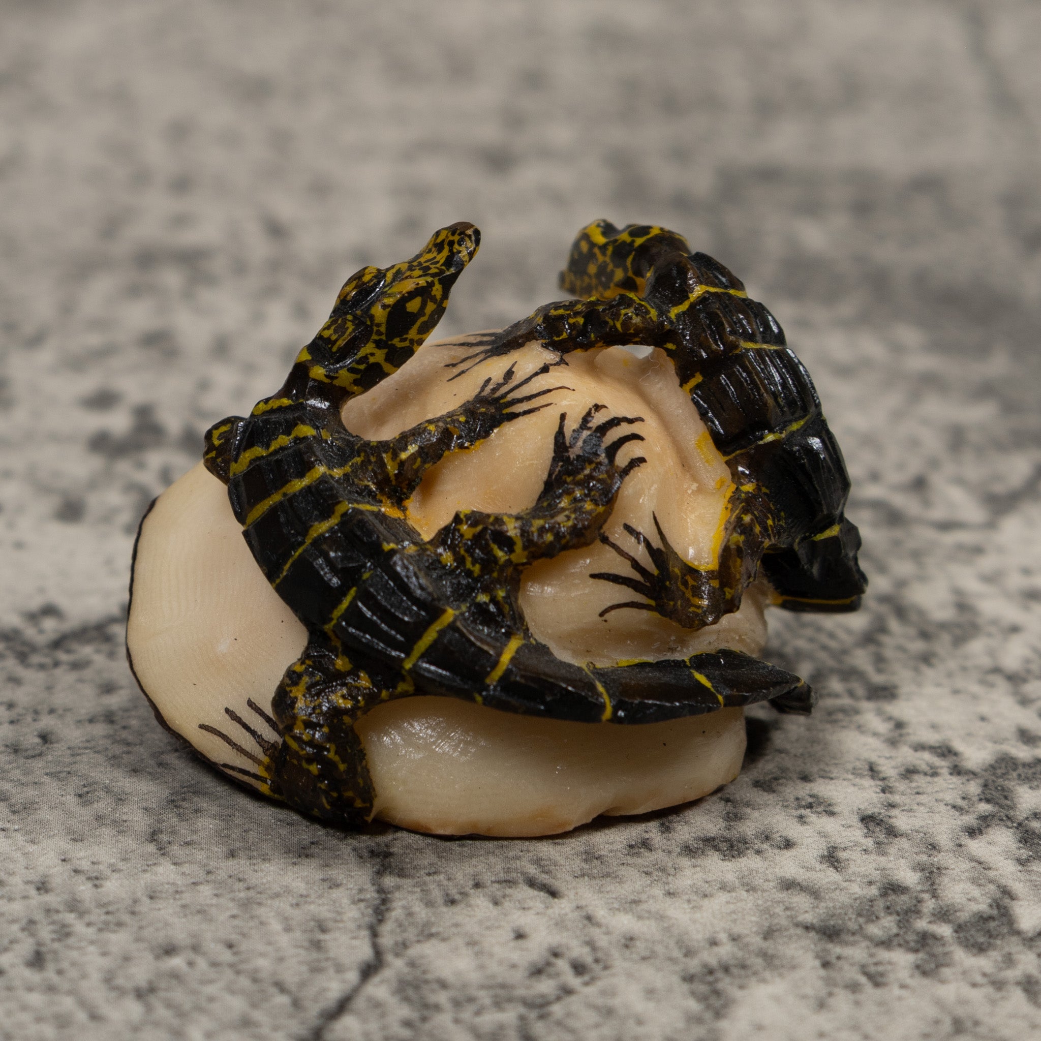 Double Alligator Crocodile Tagua Carving