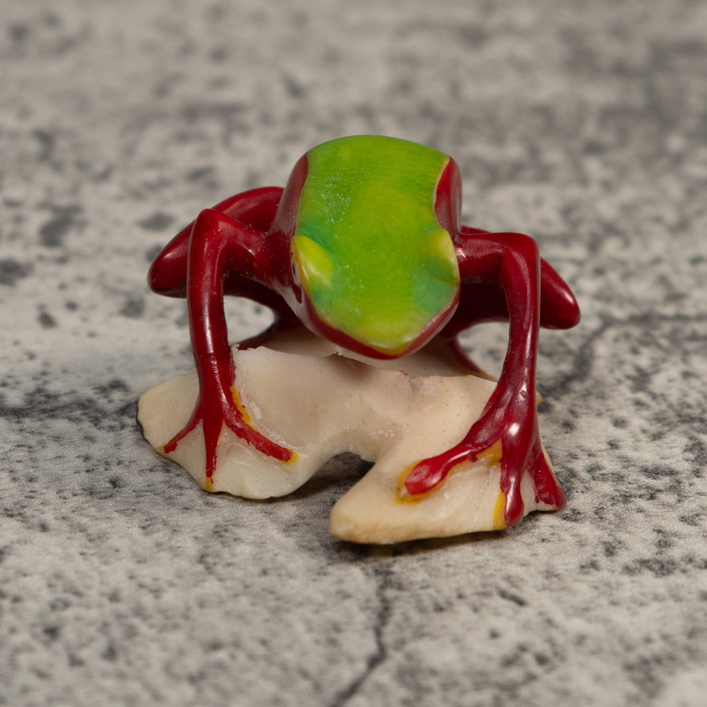 Vintage Red And Green Poison Dart Frog Tagua Carving