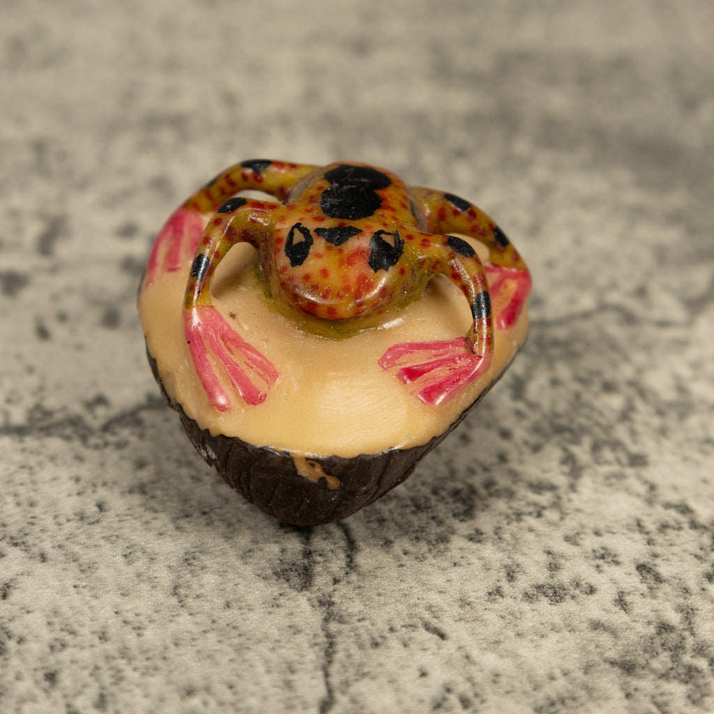 Vintage Orange And Black Poison Dart Frog Tagua Carving