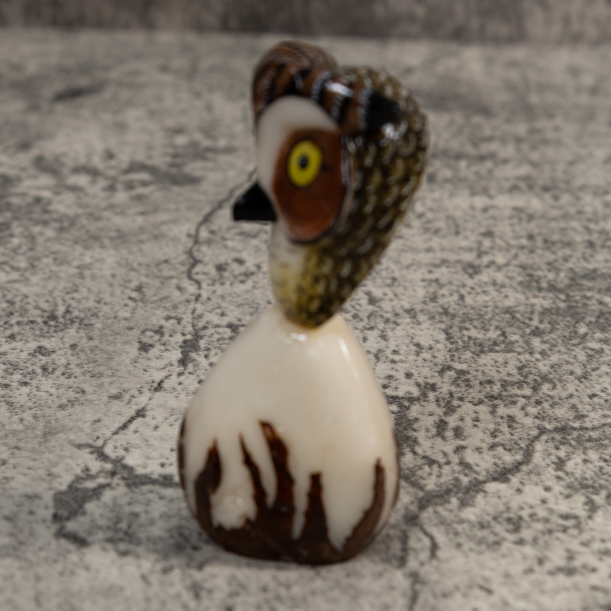 Owl Bird On Pedestal Tagua Carving