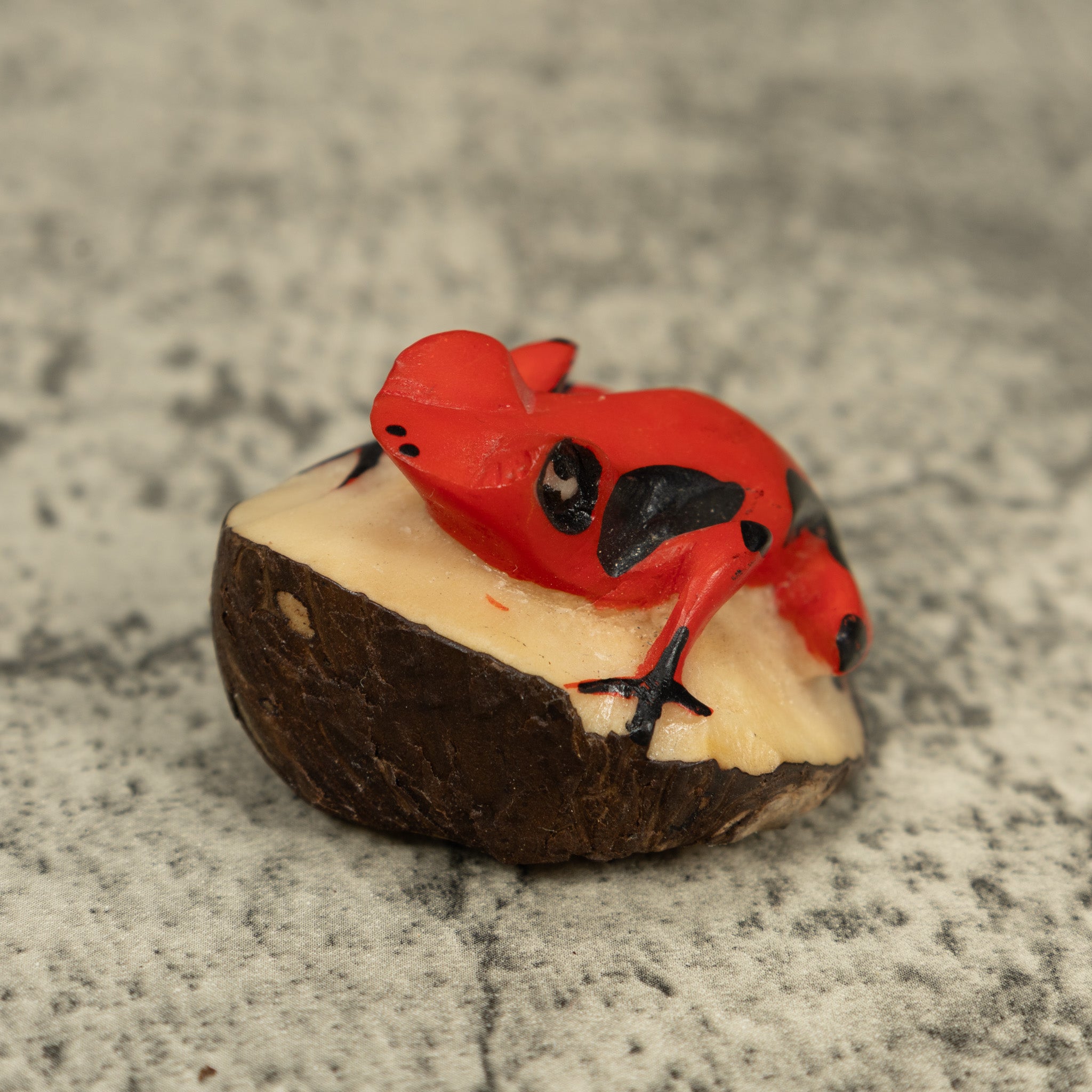 Vintage Red And Black Poison Dart Frog Tagua Carving