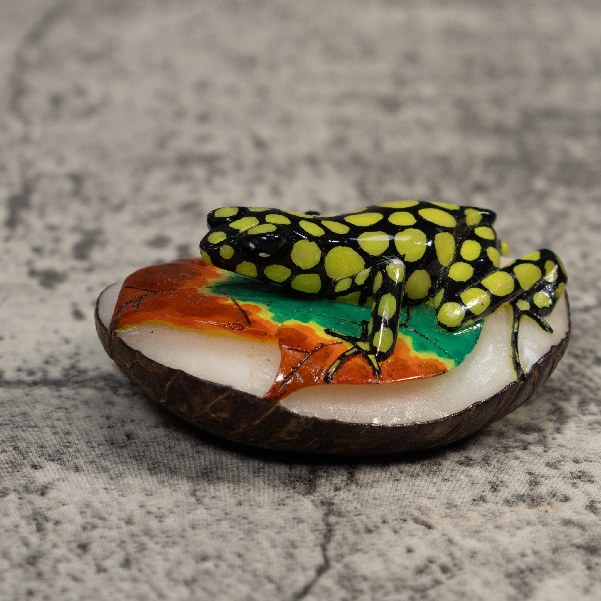 Black And Yellow Poison Dart Frog Tagua Carving