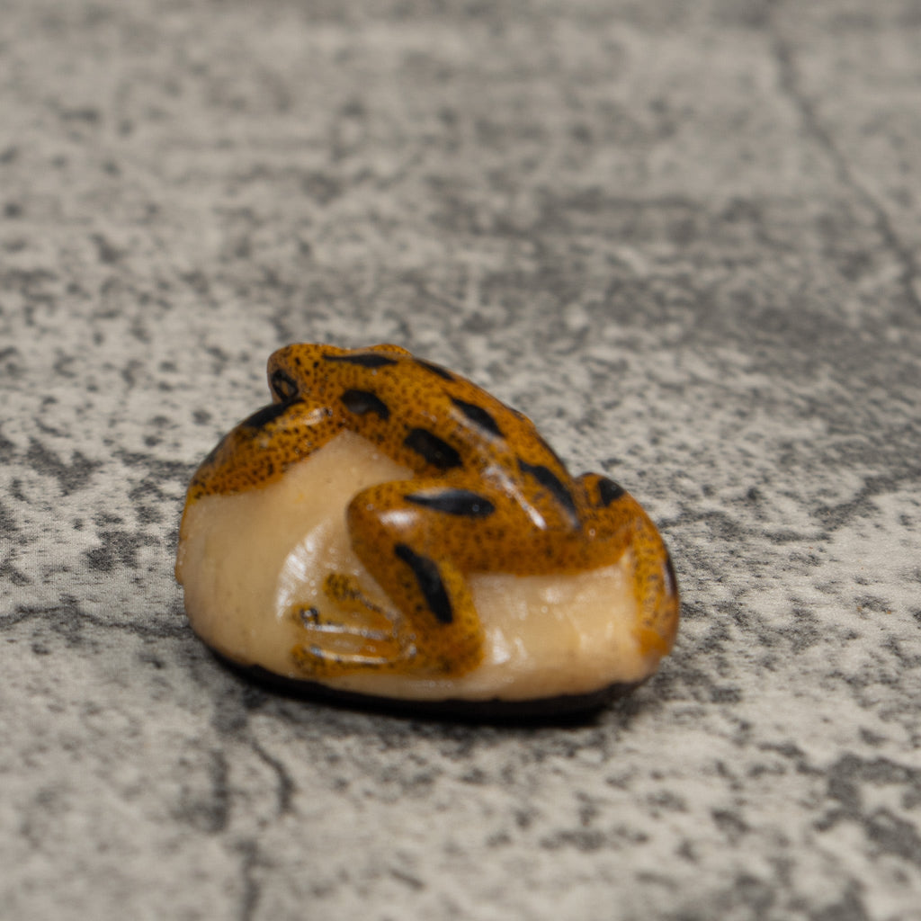 Vintage Gold And Black Poison Dart Frog Tagua Carving