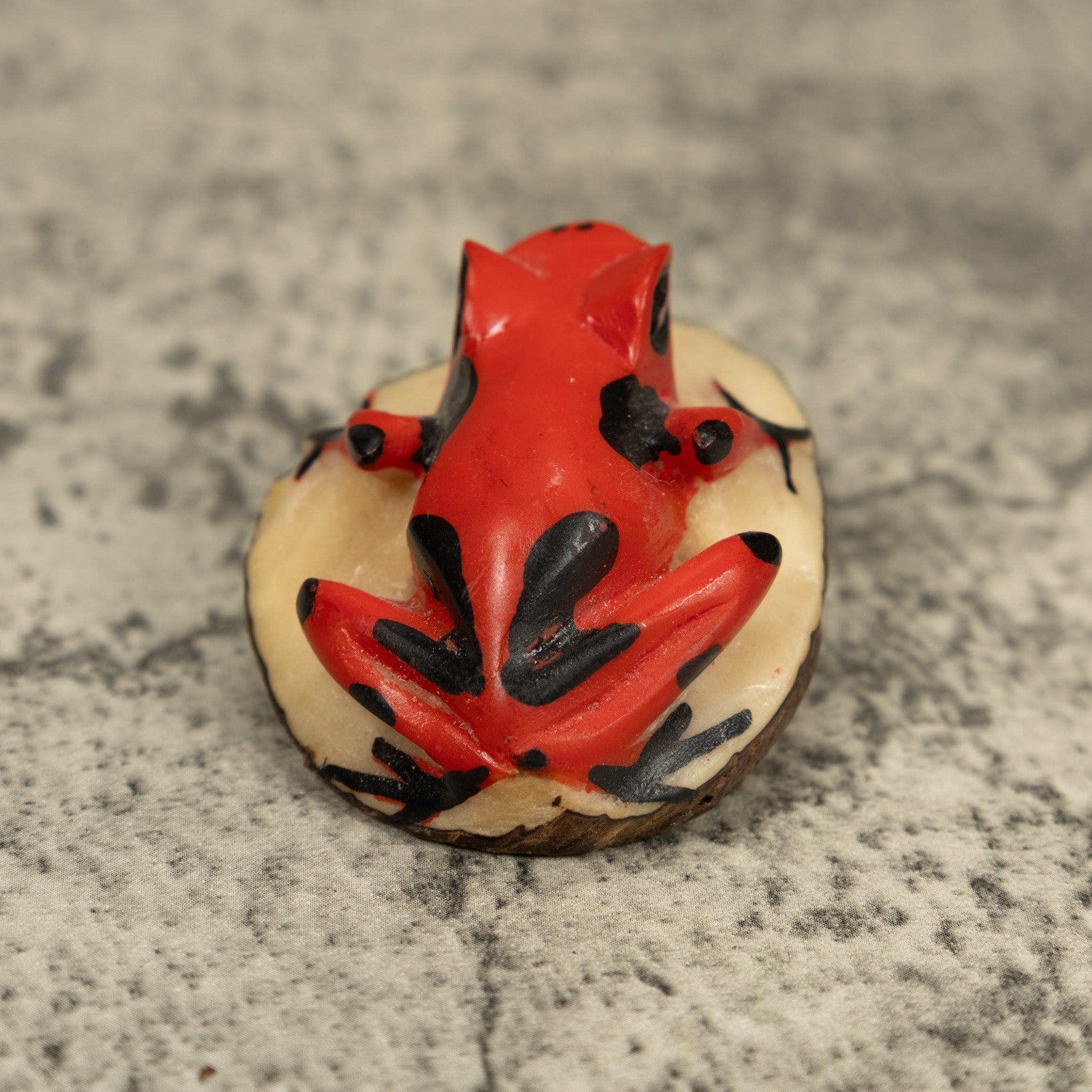 Vintage Red And Black Poison Dart Frog Tagua Carving