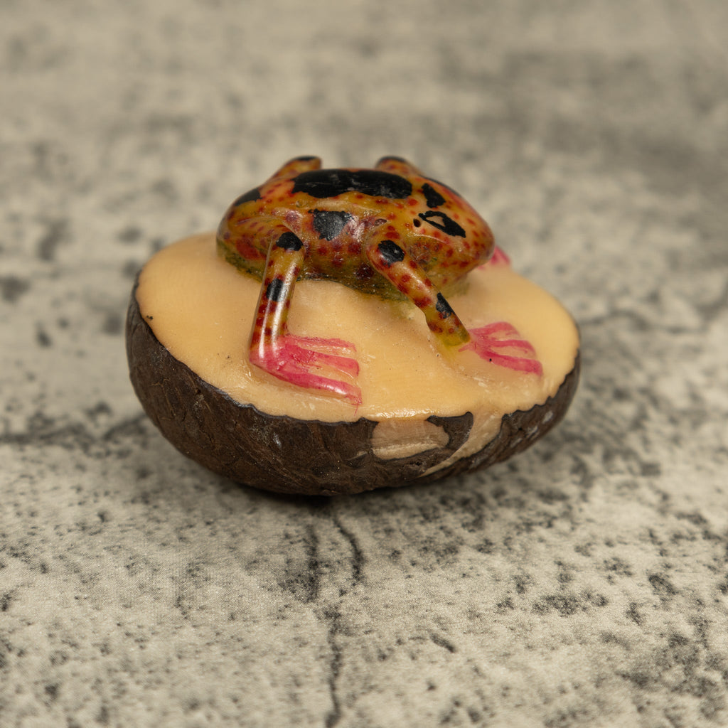 Vintage Orange And Black Poison Dart Frog Tagua Carving