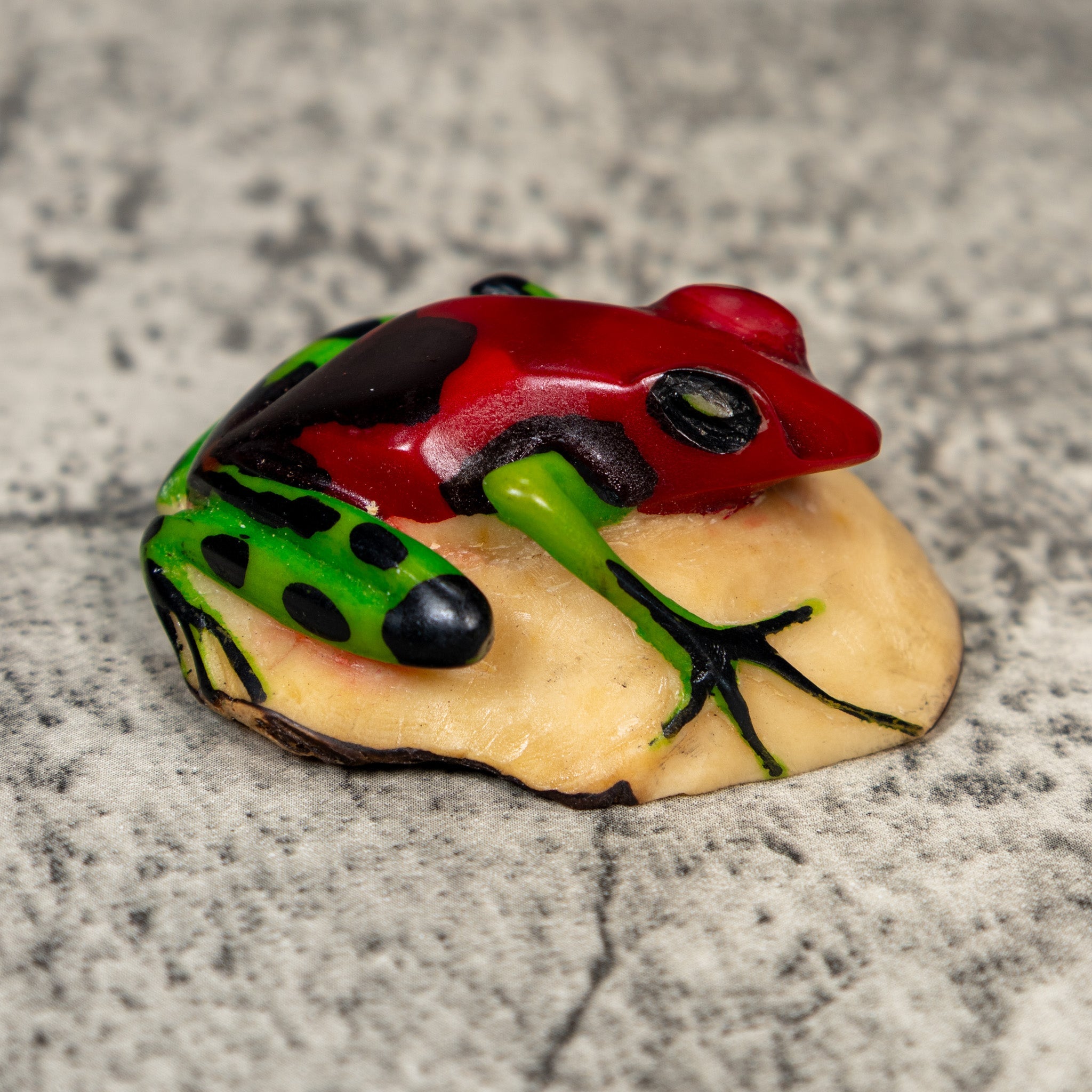 Red And Green Poison Dart Frog Tagua Carving