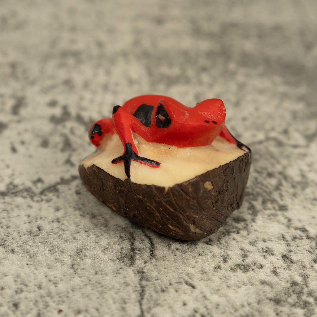 Vintage Red And Black Poison Dart Frog Tagua Carving