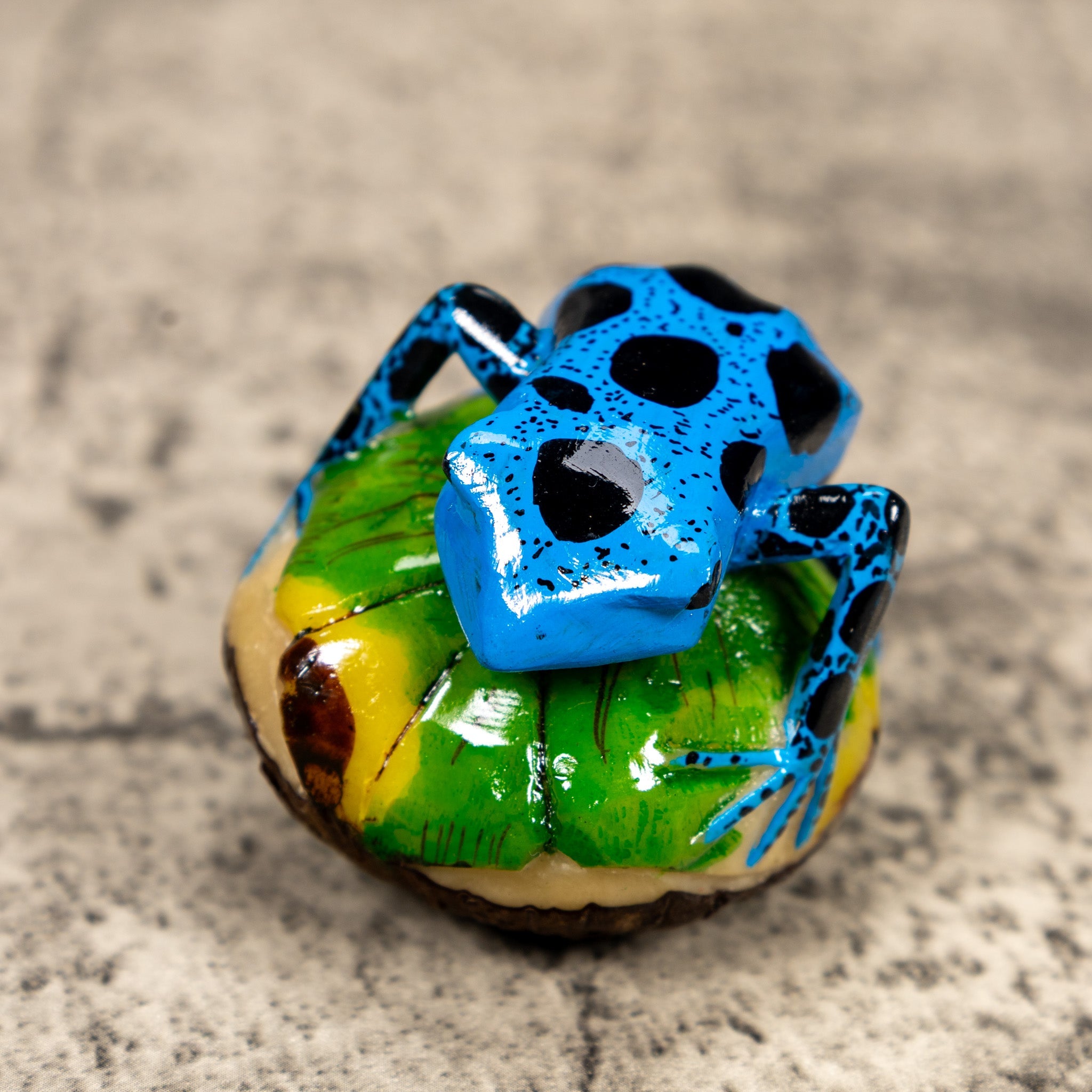 Blue And Black Poison Dart Frog Tagua Carving