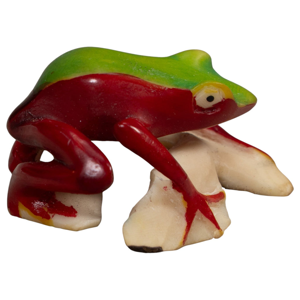 Vintage Red And Green Poison Dart Frog Tagua Carving