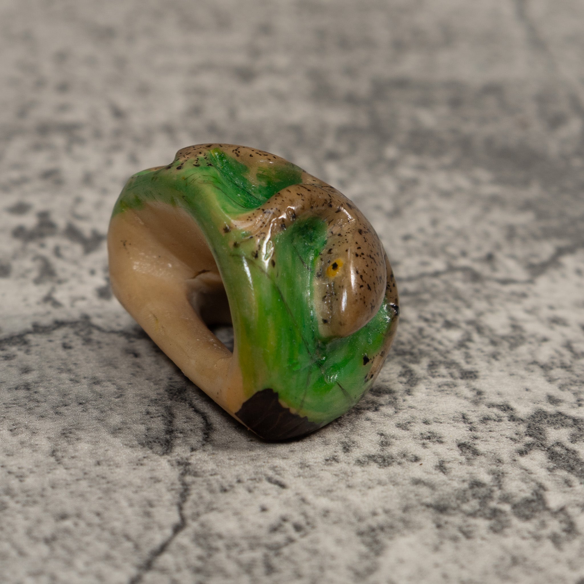 Vintage Gecko Scarf Ring Tagua Carving