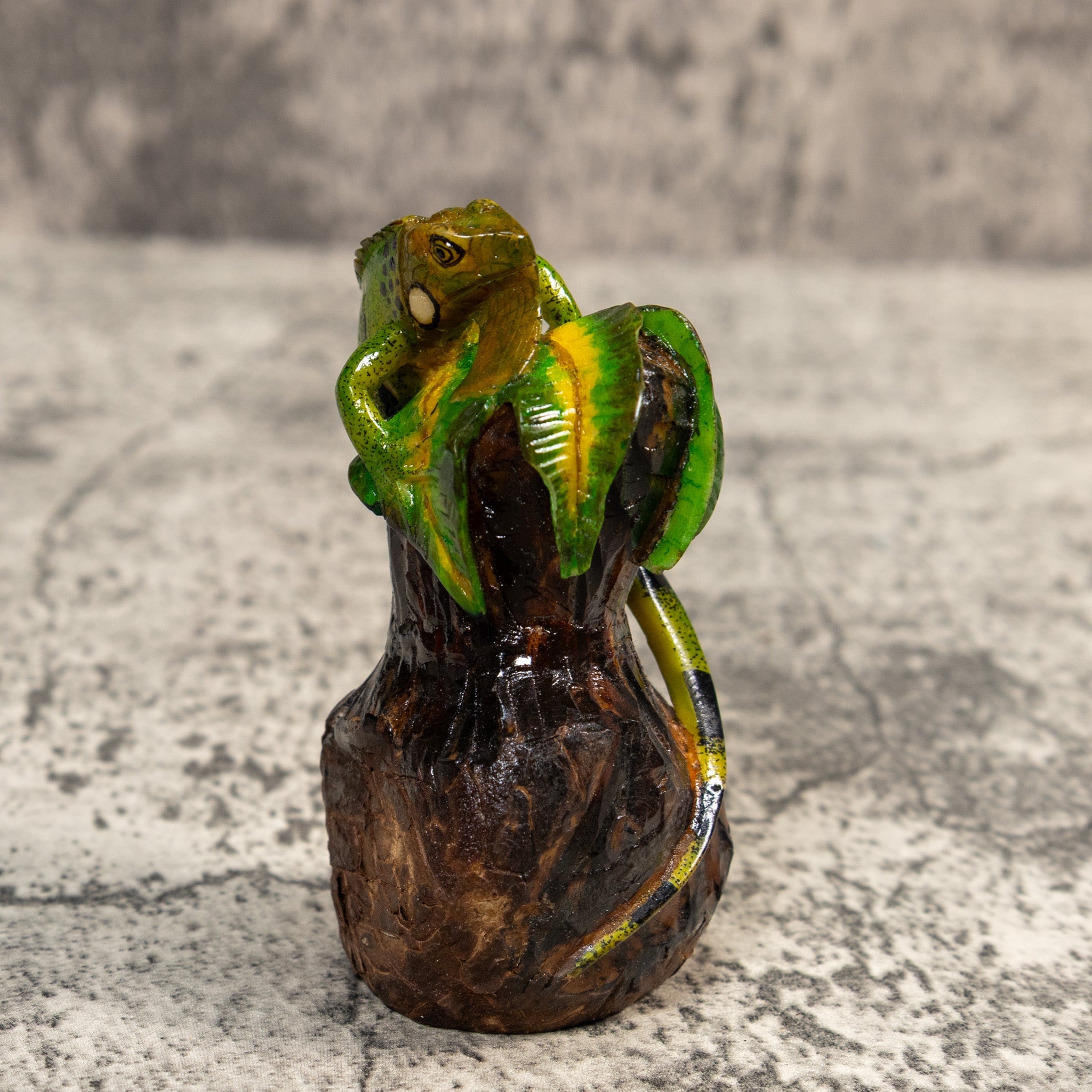 Iguana Lizard On Pedestal Tagua Carving