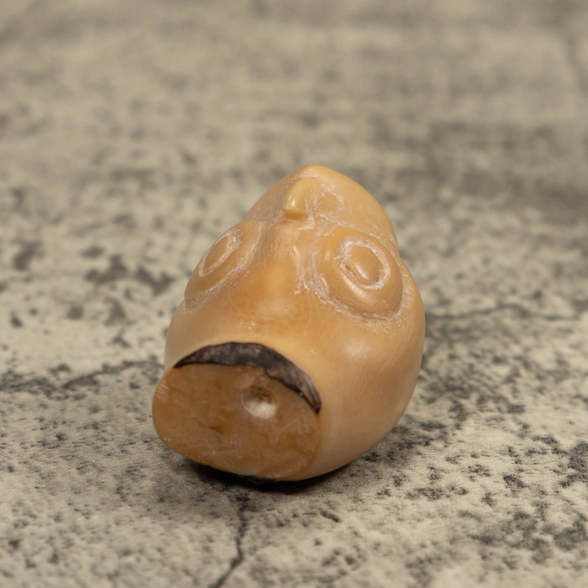 Vintage Natural White Owl Bird Tagua Carving
