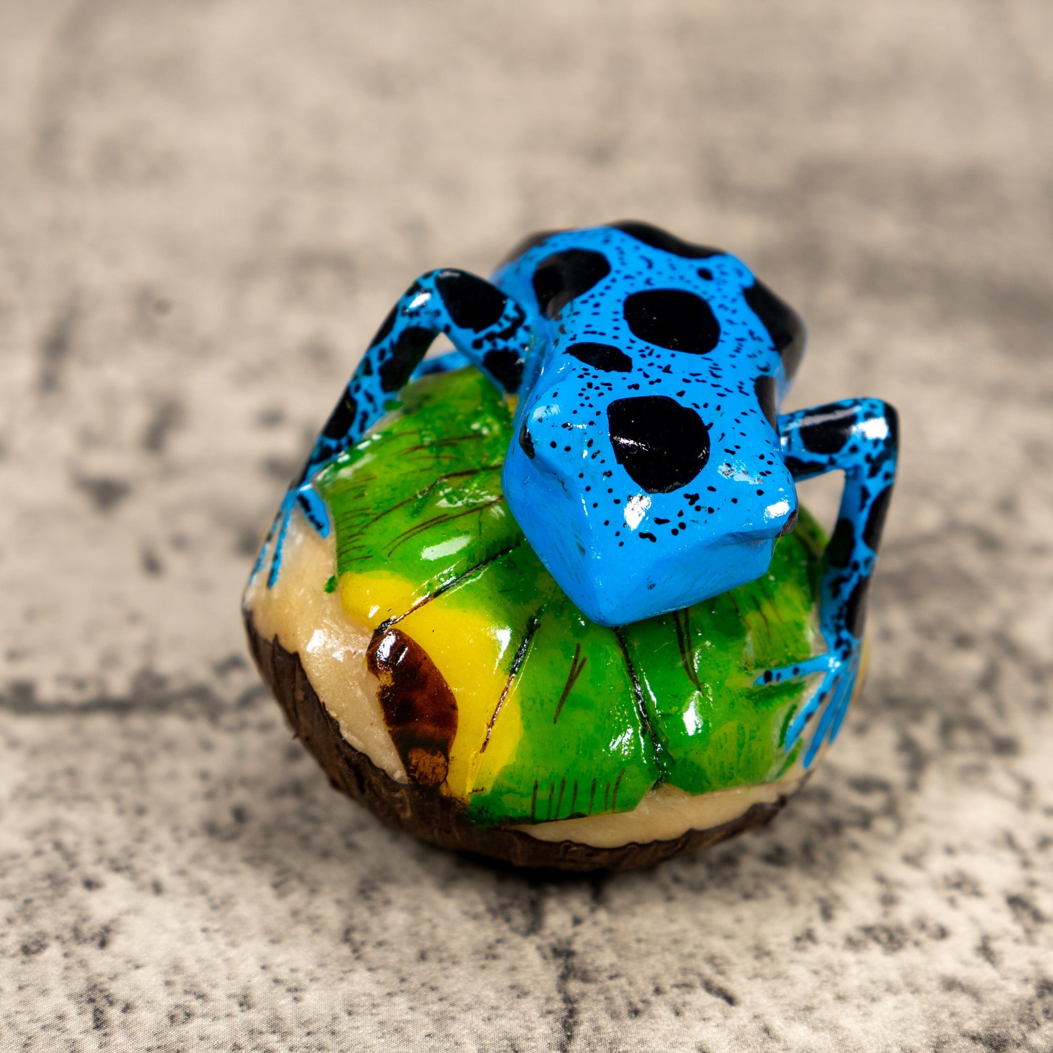 Blue And Black Poison Dart Frog Tagua Carving