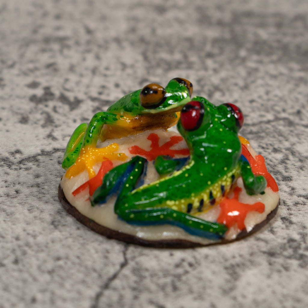 Double Red-Eyed Tree Frog Tagua Carving
