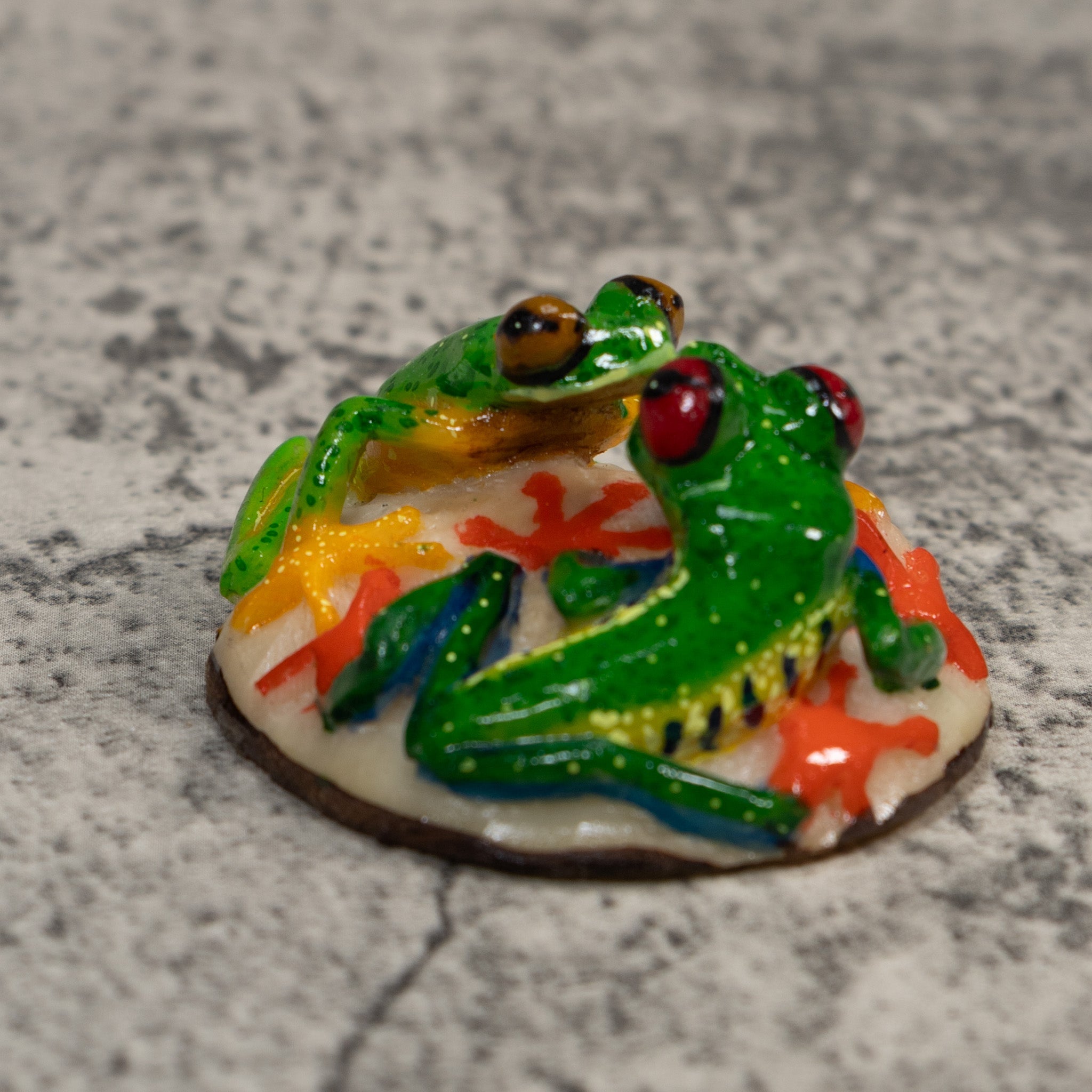 Double Red-Eyed Tree Frog Tagua Carving