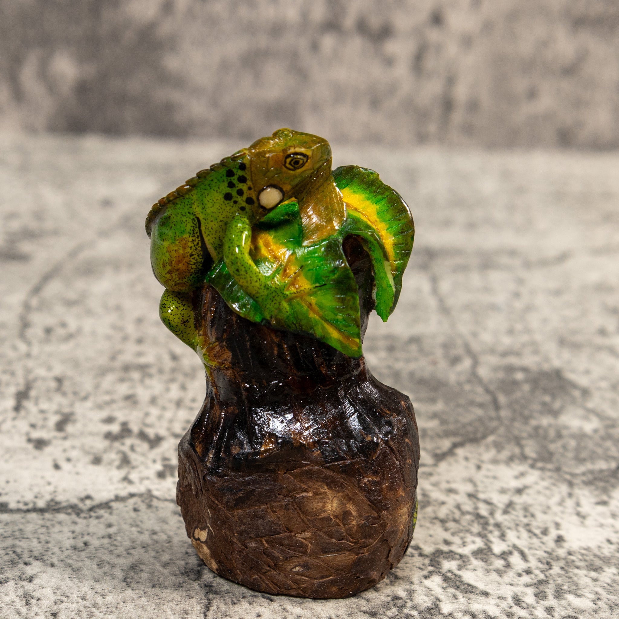 Iguana Lizard On Pedestal Tagua Carving