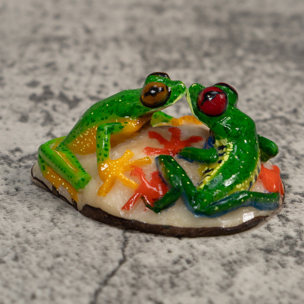 Double Red-Eyed Tree Frog Tagua Carving
