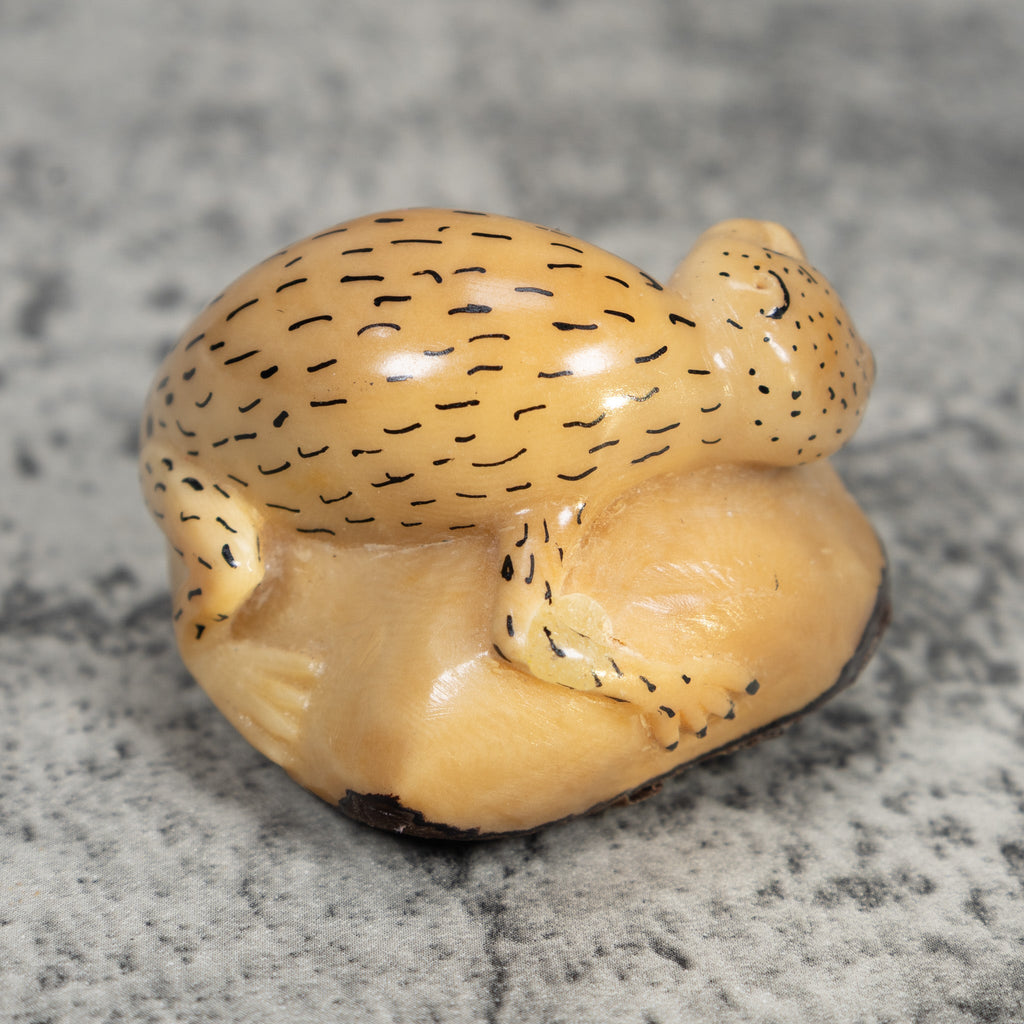 Vintage Natural White Monkey Tagua Carving