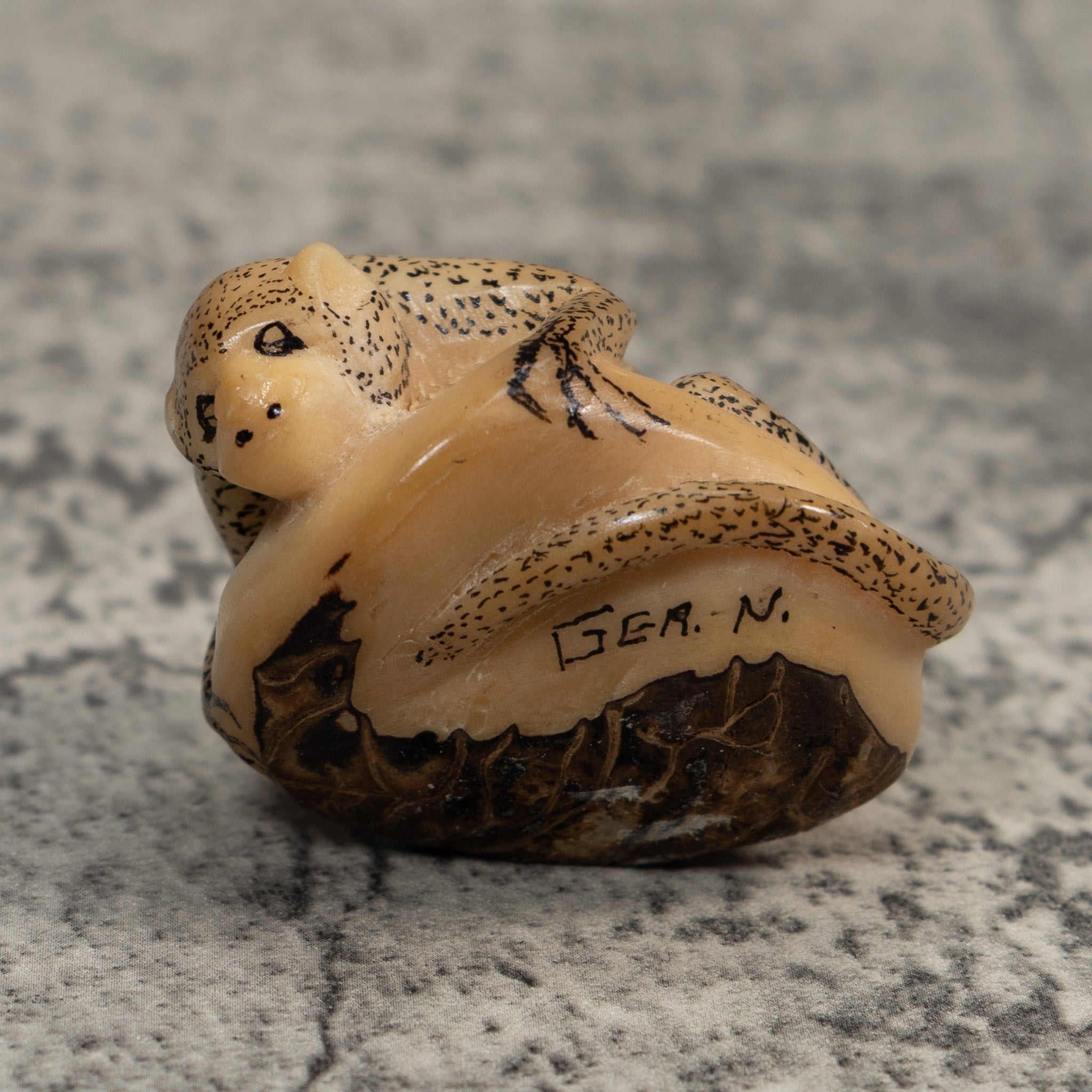 Vintage Black And White Monkey Tagua Carving