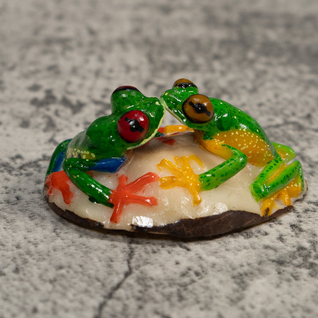 Double Red-Eyed Tree Frog Tagua Carving