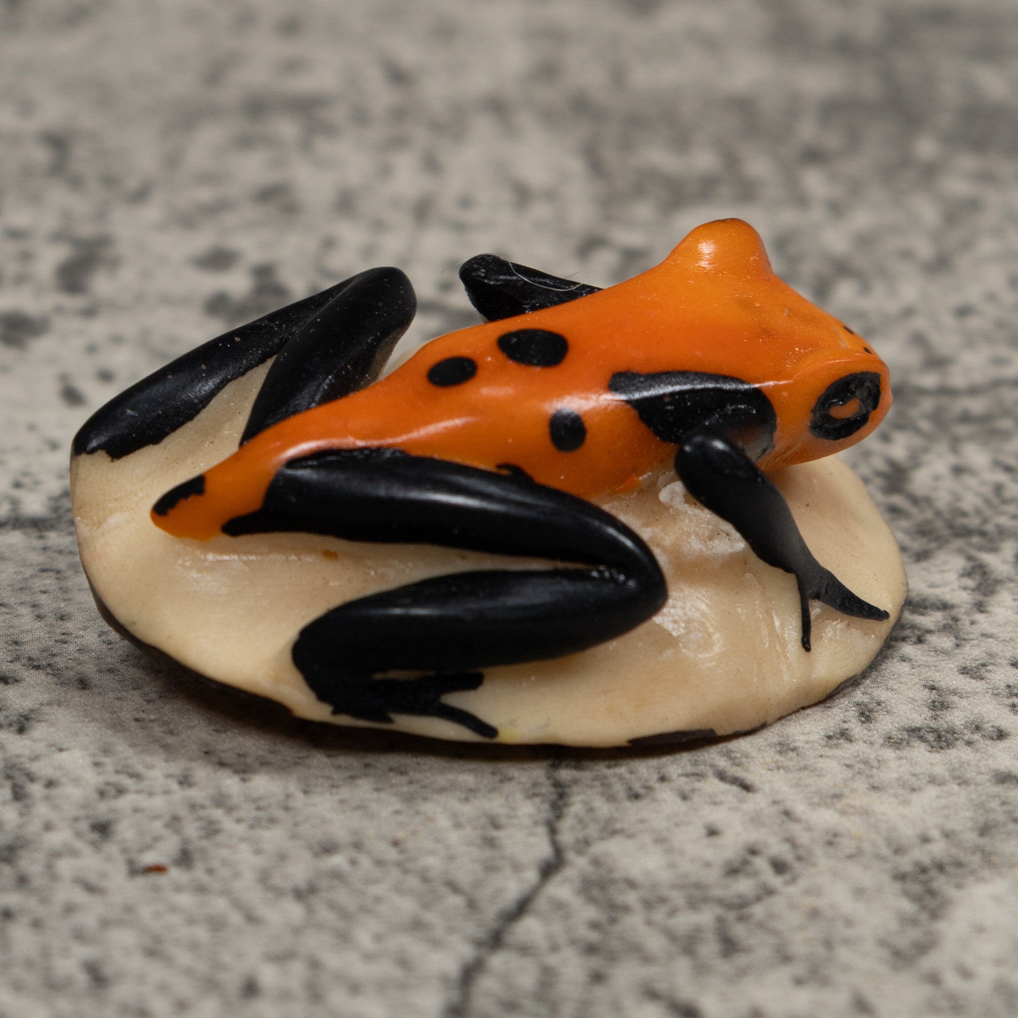 Vintage Orange And Black Frog Tagua Carving