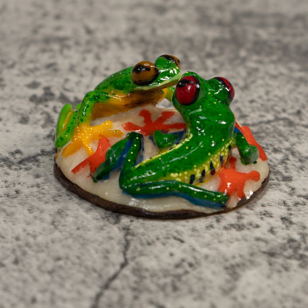 Double Red-Eyed Tree Frog Tagua Carving