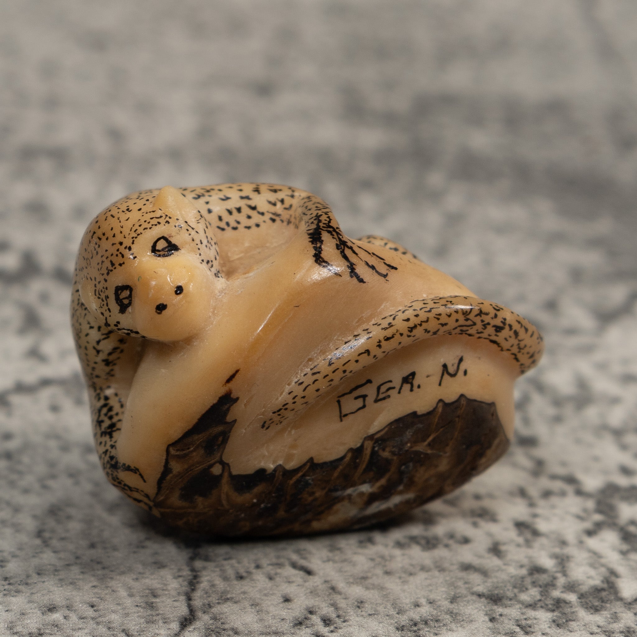 Vintage Black And White Monkey Tagua Carving