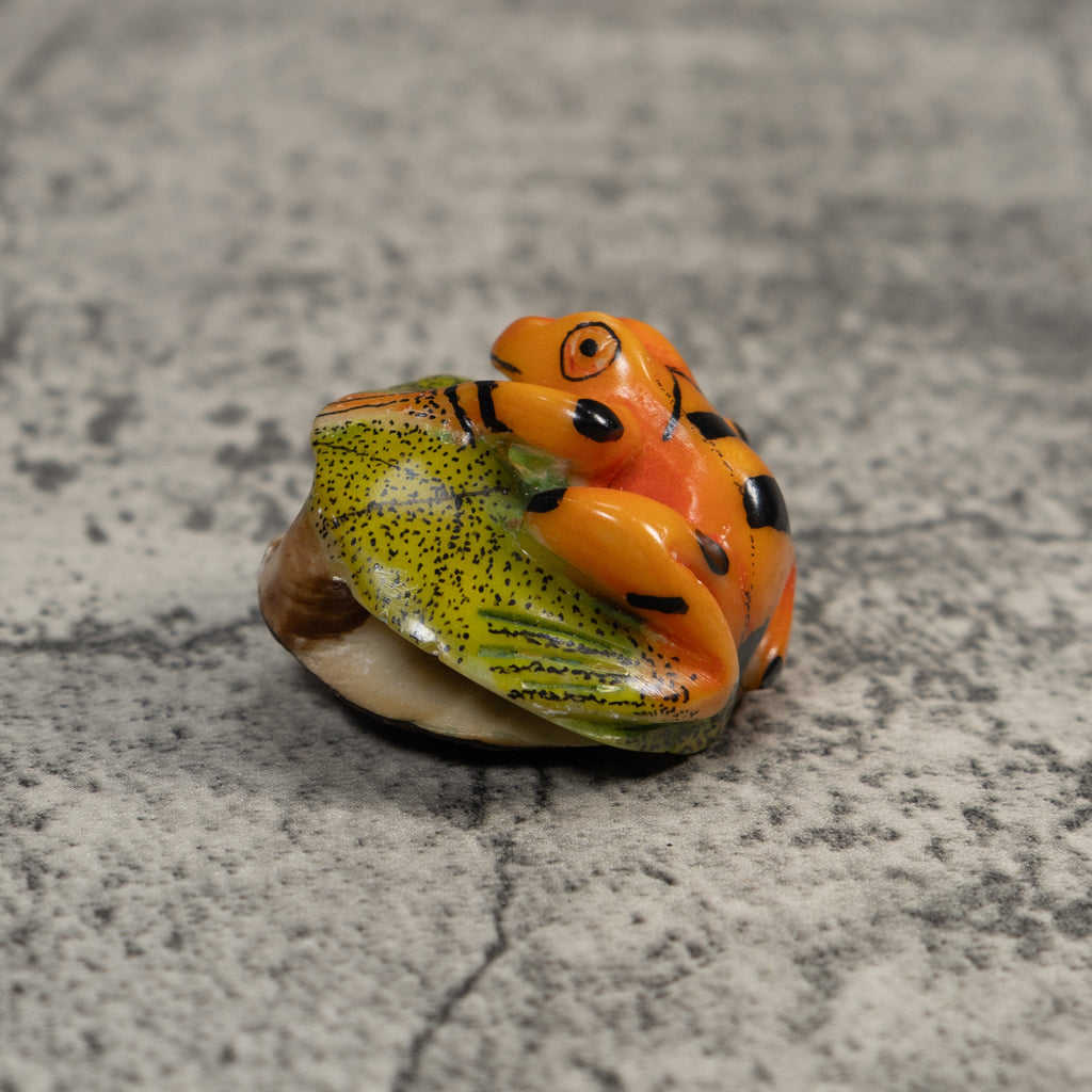 Golden Frog Tagua Carving
