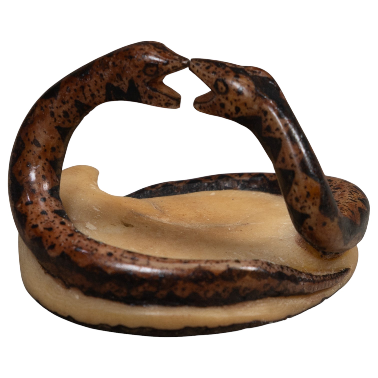 Vintage Double Snake Tagua Carving