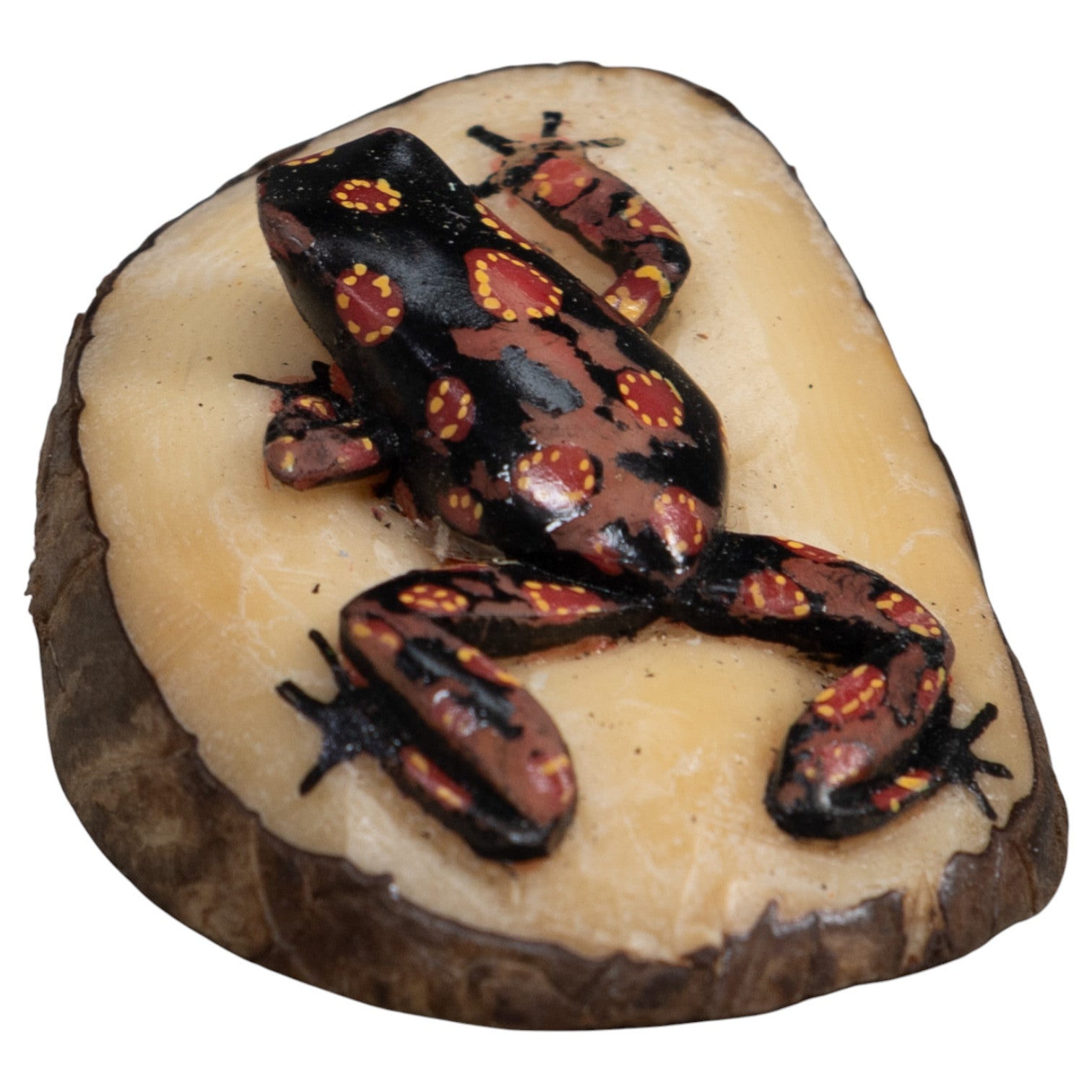 Black Red And Yellow Frog Tagua Carving