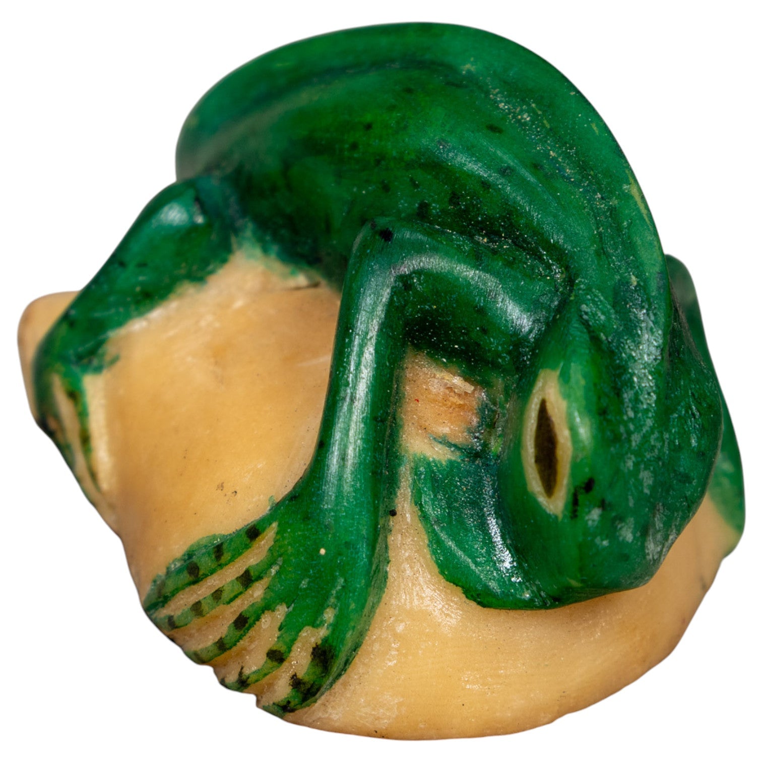 Vintage Green Iguana Lizard Tagua Carving