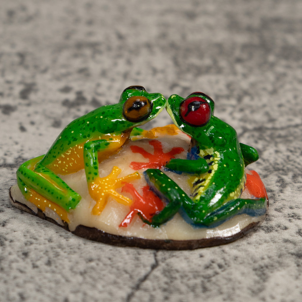 Double Red-Eyed Tree Frog Tagua Carving