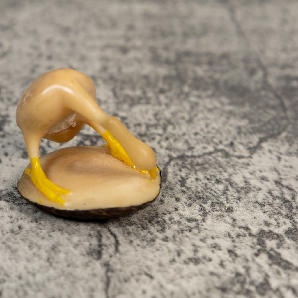 Yellow And White Waterbird Heron Tagua Carving