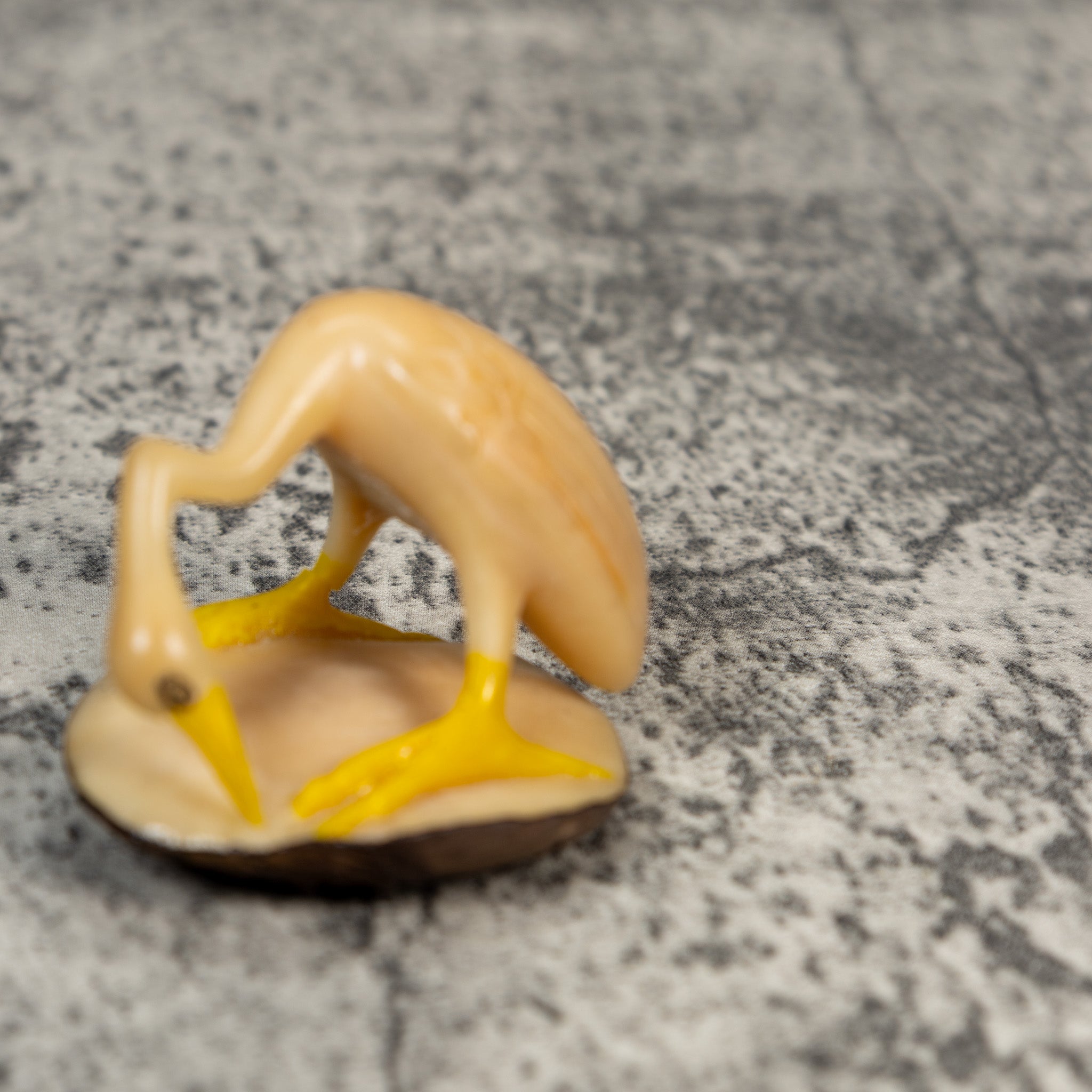Yellow And White Waterbird Heron Tagua Carving