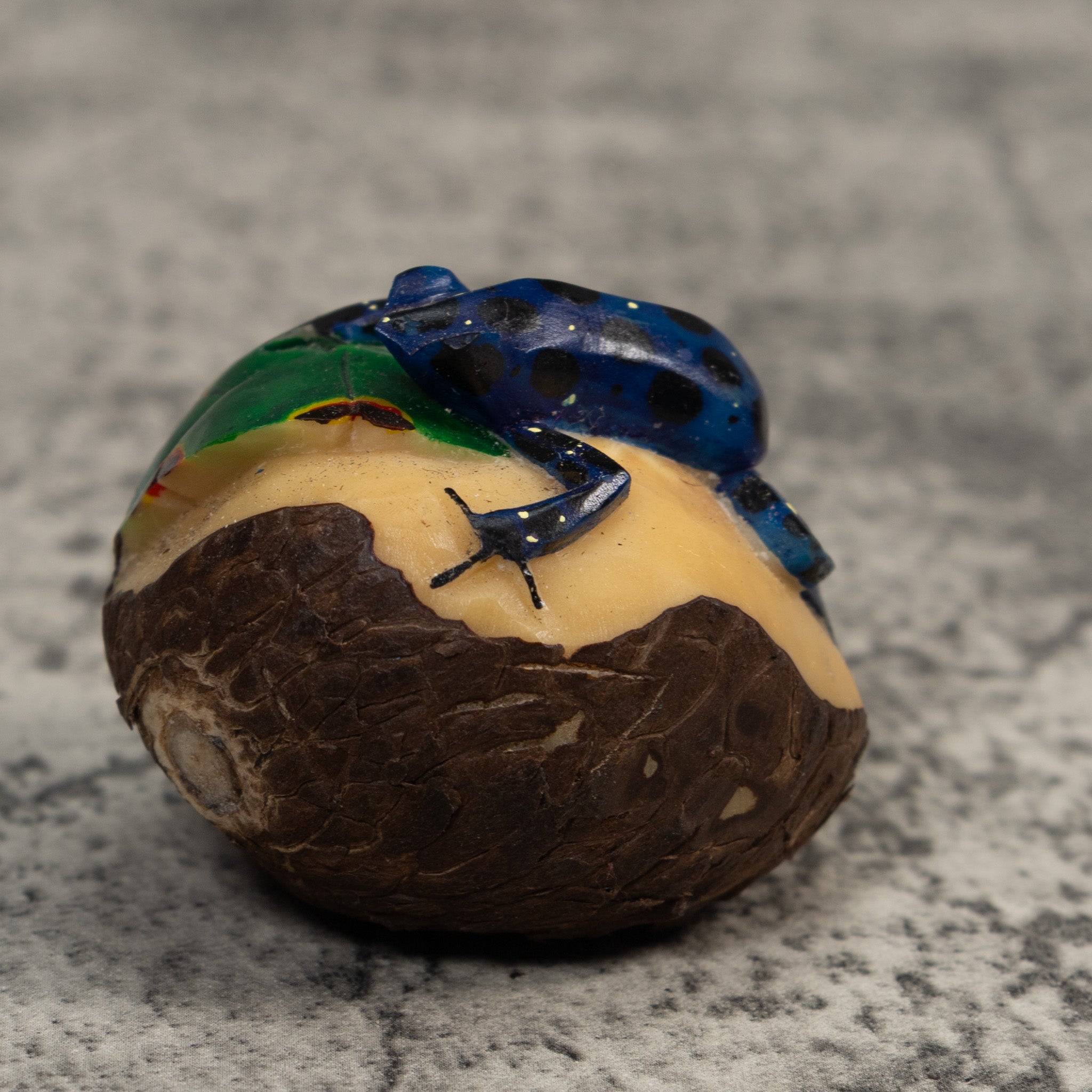 Blue And Yellow Poison Dart Frog Tagua Carving
