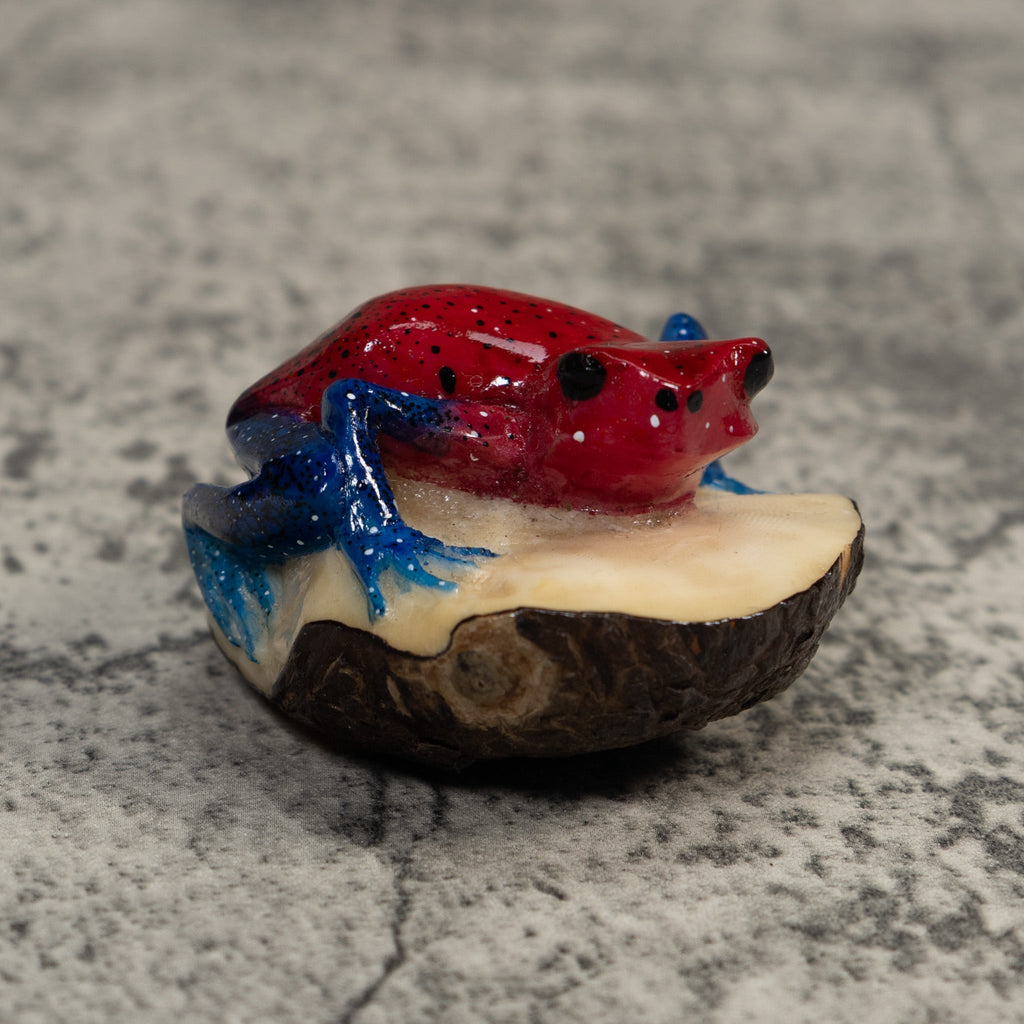 Red And Blue Poison Dart Frog Tagua Carving
