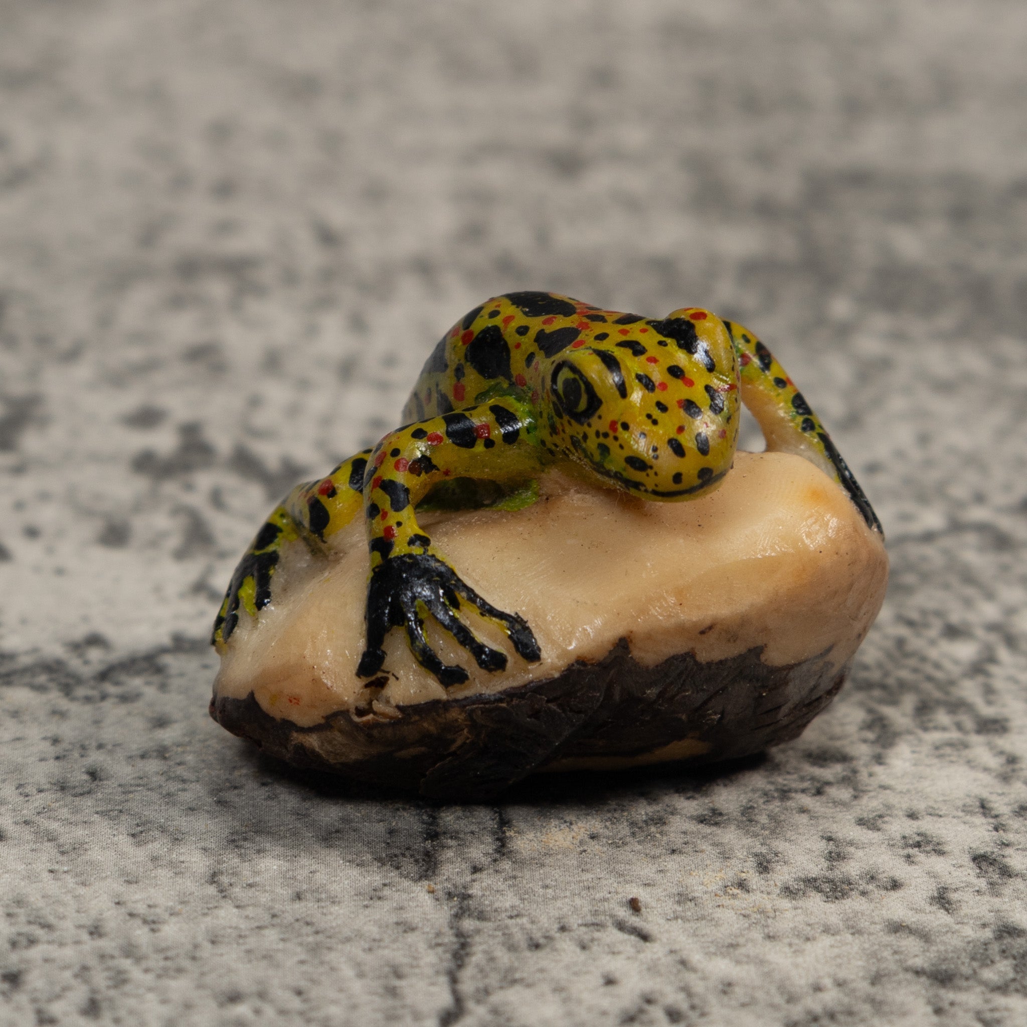 Vintage Spotted Poison Dart Frog Tagua Carving