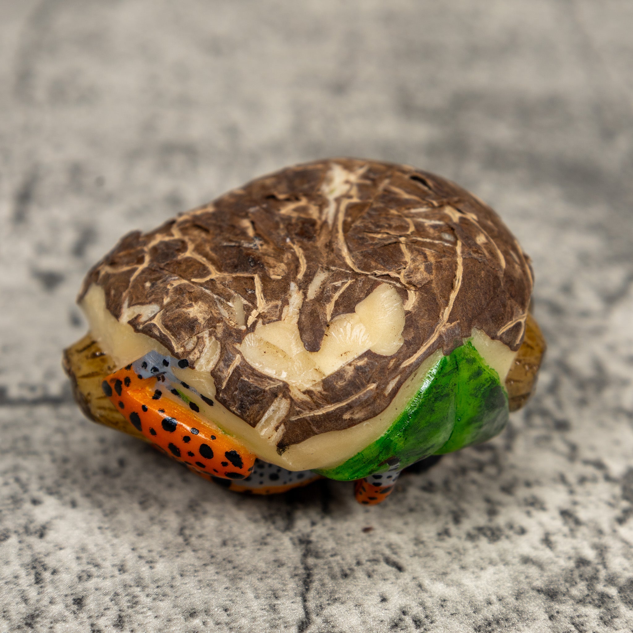 Black And Orange Poison Dart Frog Tagua Carving
