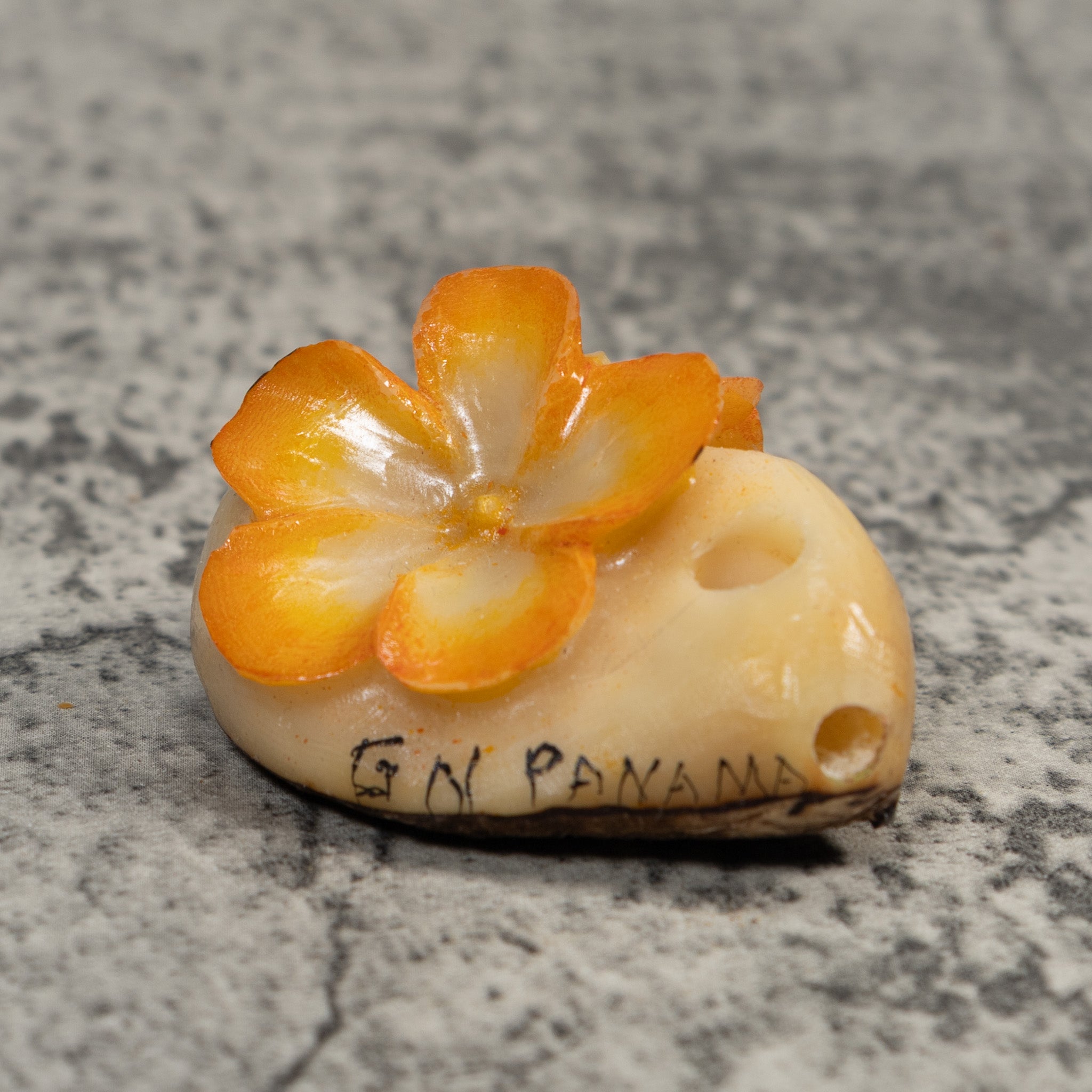 Double Golden Flower Petals Tagua Carving